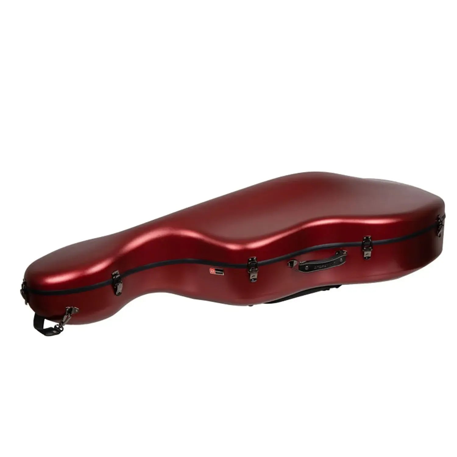 Crossrock CRF4050CEF 4/4 cello case in glossy red polycarbonate with black latches and handle.