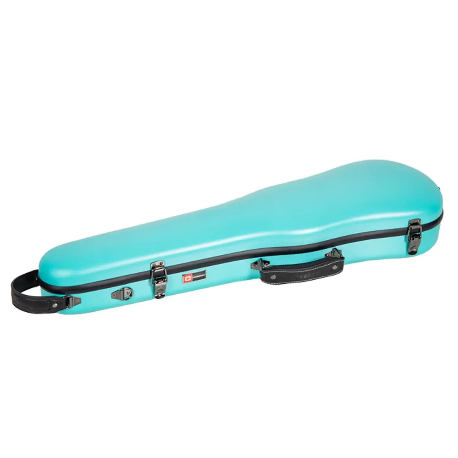 Crossrock CRF4050VF 4/4 violin case in mint-blue polycarbonate with black latches and handles.