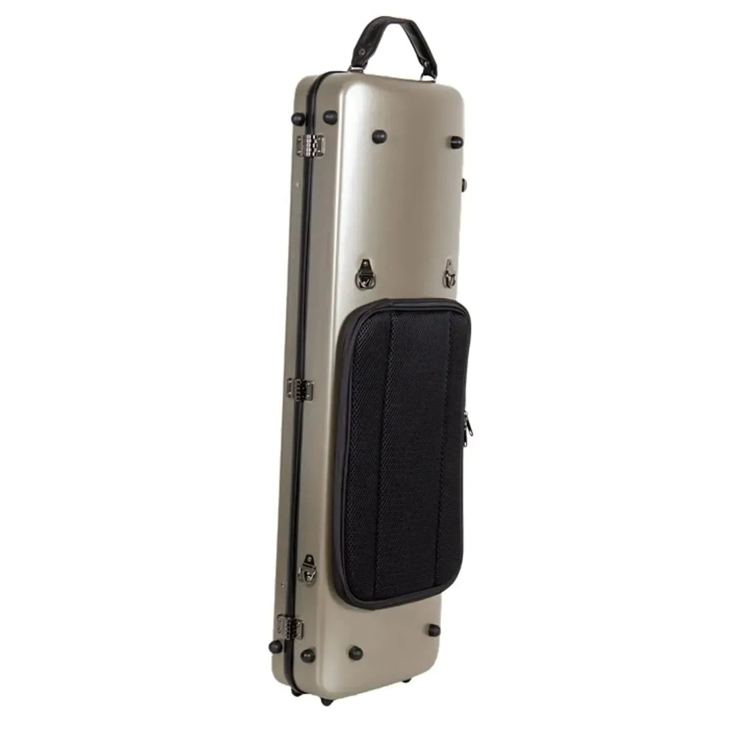 Crossrock CRF4050VF-R 4/4 violin case in champagne polycarbonate with black handle and accessory pouch.