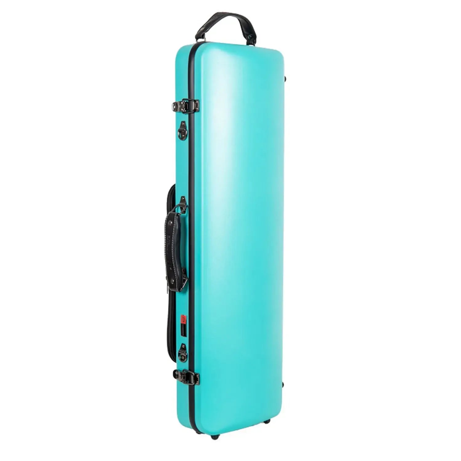 Crossrock CRF4050VF-R 4/4 violin case in mint-blue polycarbonate, oblong flight design with black handle.