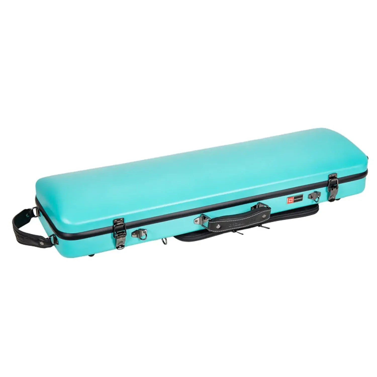 Crossrock CRF4050VF-R 4/4 violin case in mint-blue polycarbonate with black trim and handle.