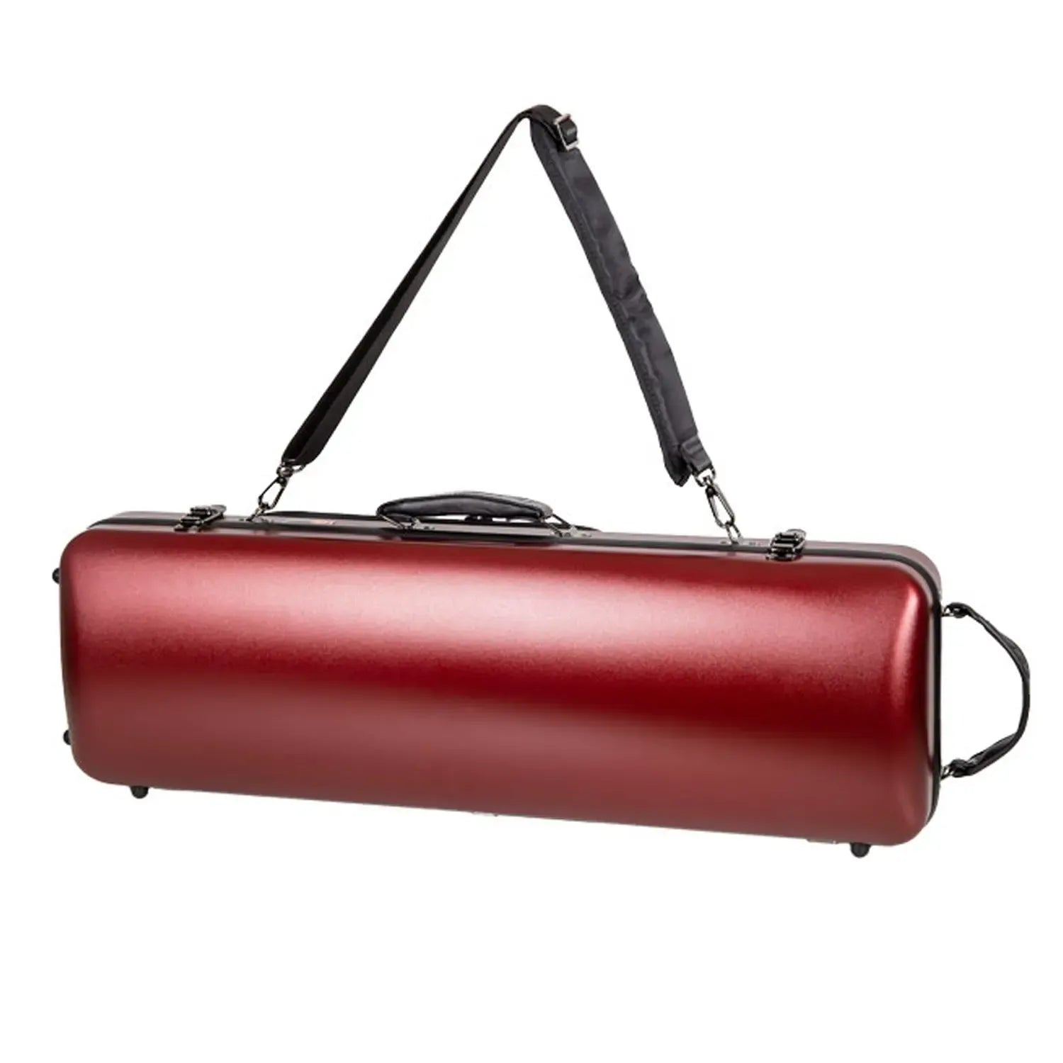 Crossrock CRF4050VF-R red polycarbonate oblong 4/4 violin flight case with shoulder strap.