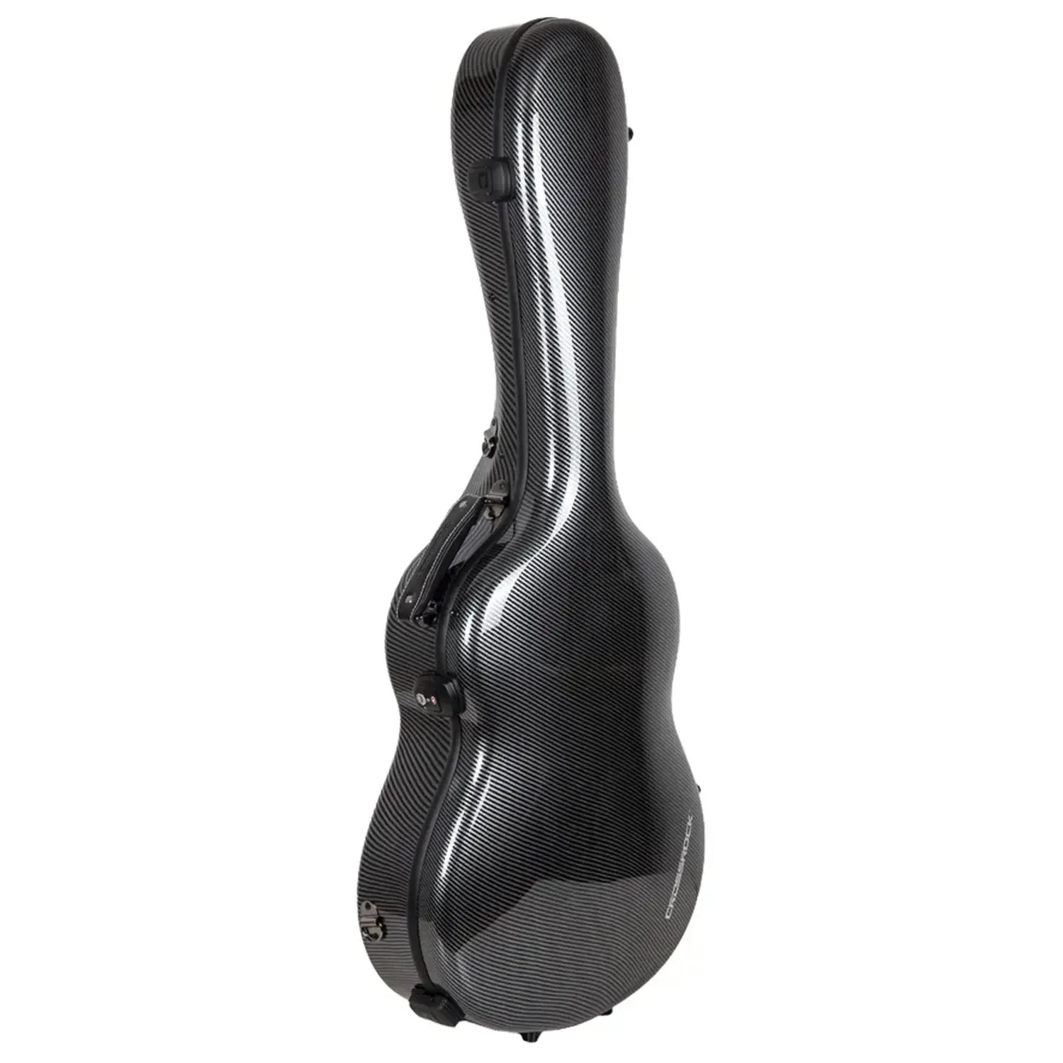 Crossrock CRF5030C ultra-light black carbon fiber classical guitar case with handle and latches.