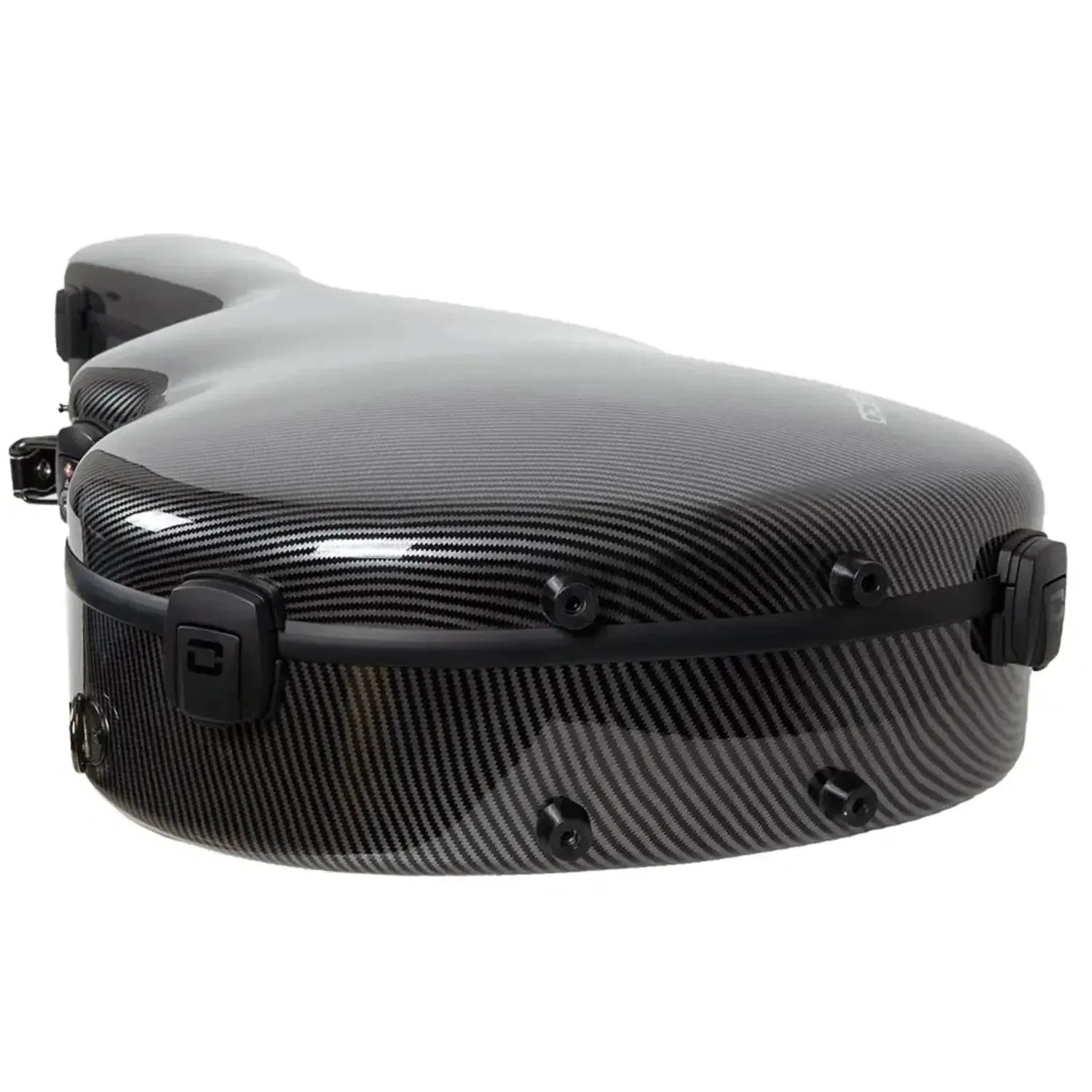 Crossrock CRF5030C ultra-light black fiberglass flamenco classical guitar case with carbon fiber pattern.