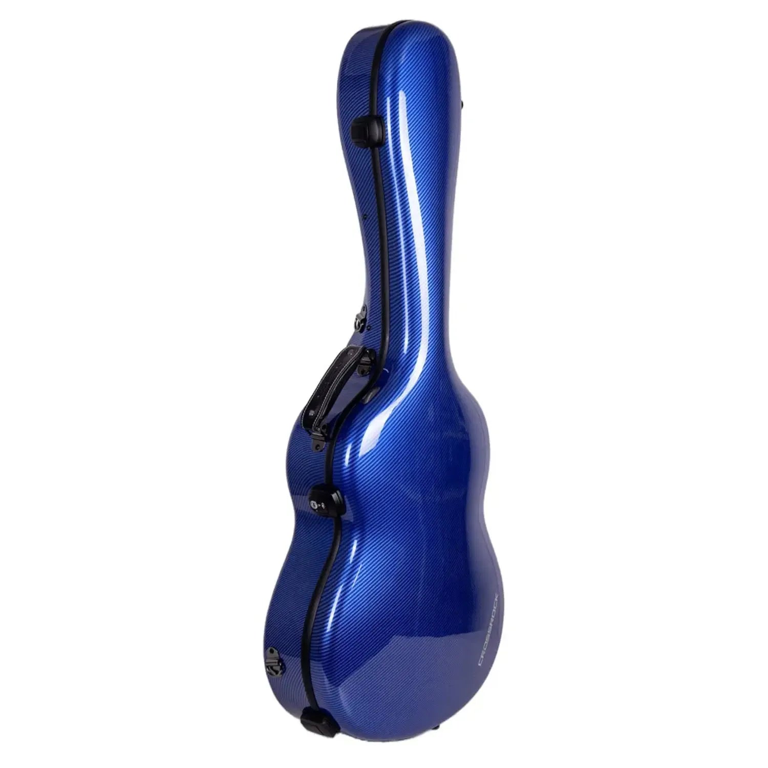 Crossrock CRF5030C ultra-light blue fiberglass flamenco classical guitar case with black latches and handle.