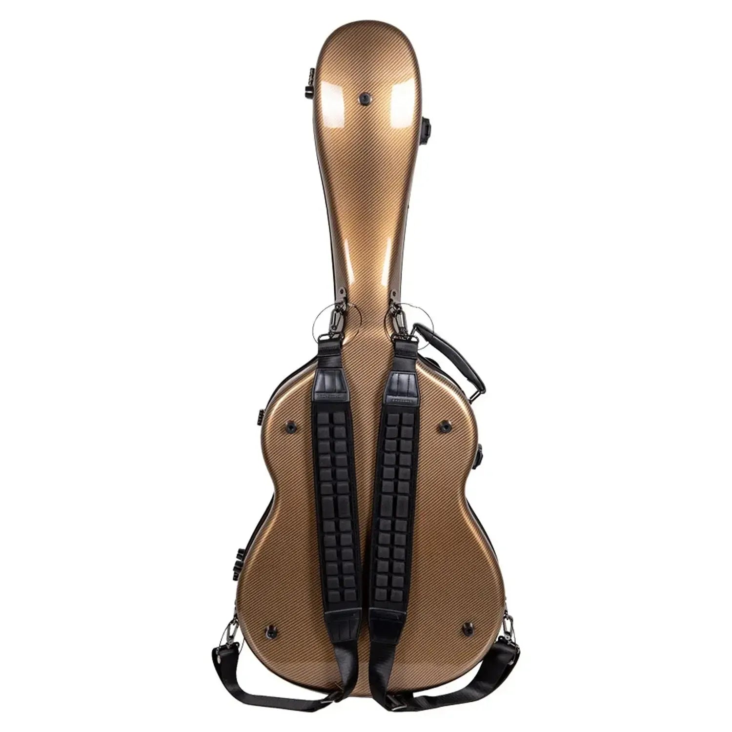 Crossrock CRF5030C Ultra-Light Gold Fiberglass Flamenco Classical Guitar Case with black straps.
