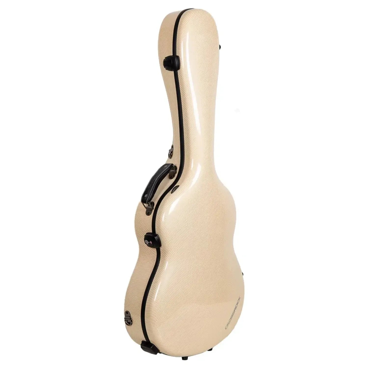 Crossrock CRF5030C ultra-light ivory fiberglass classical guitar case with black trim and handle.