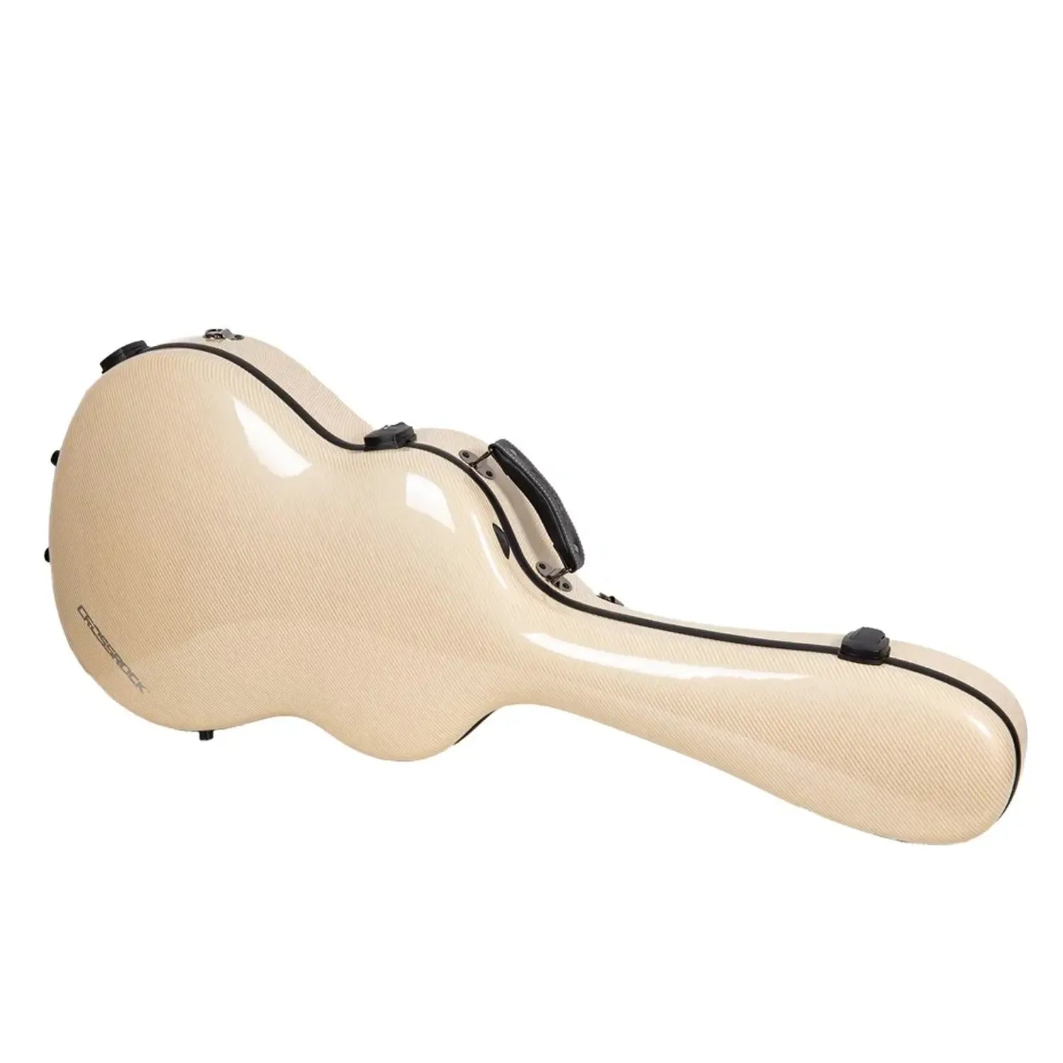 Crossrock CRF5030C ultra-light ivory fiberglass classical guitar case with black trim and handle.