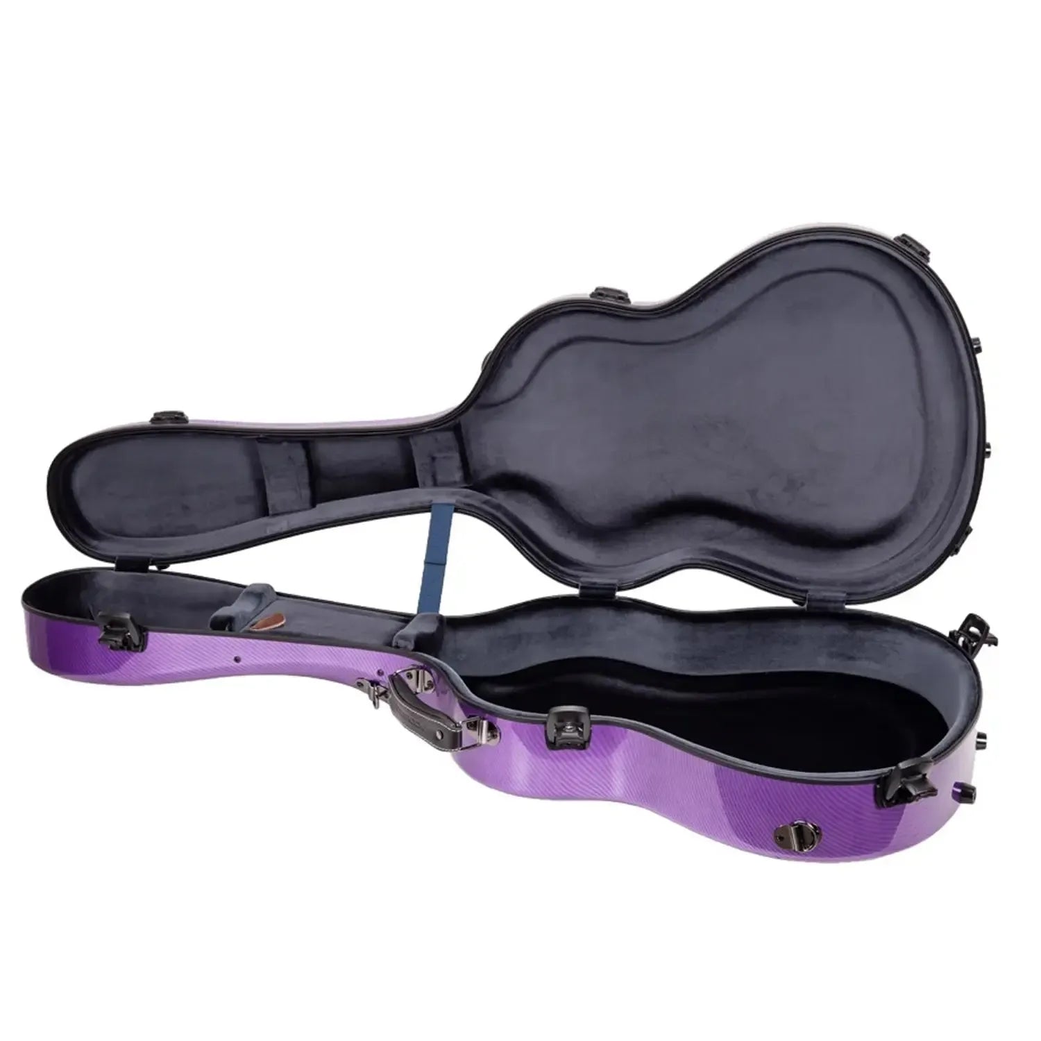 Open Crossrock CRF5030C ultra-light purple fiberglass classical guitar case with black interior.