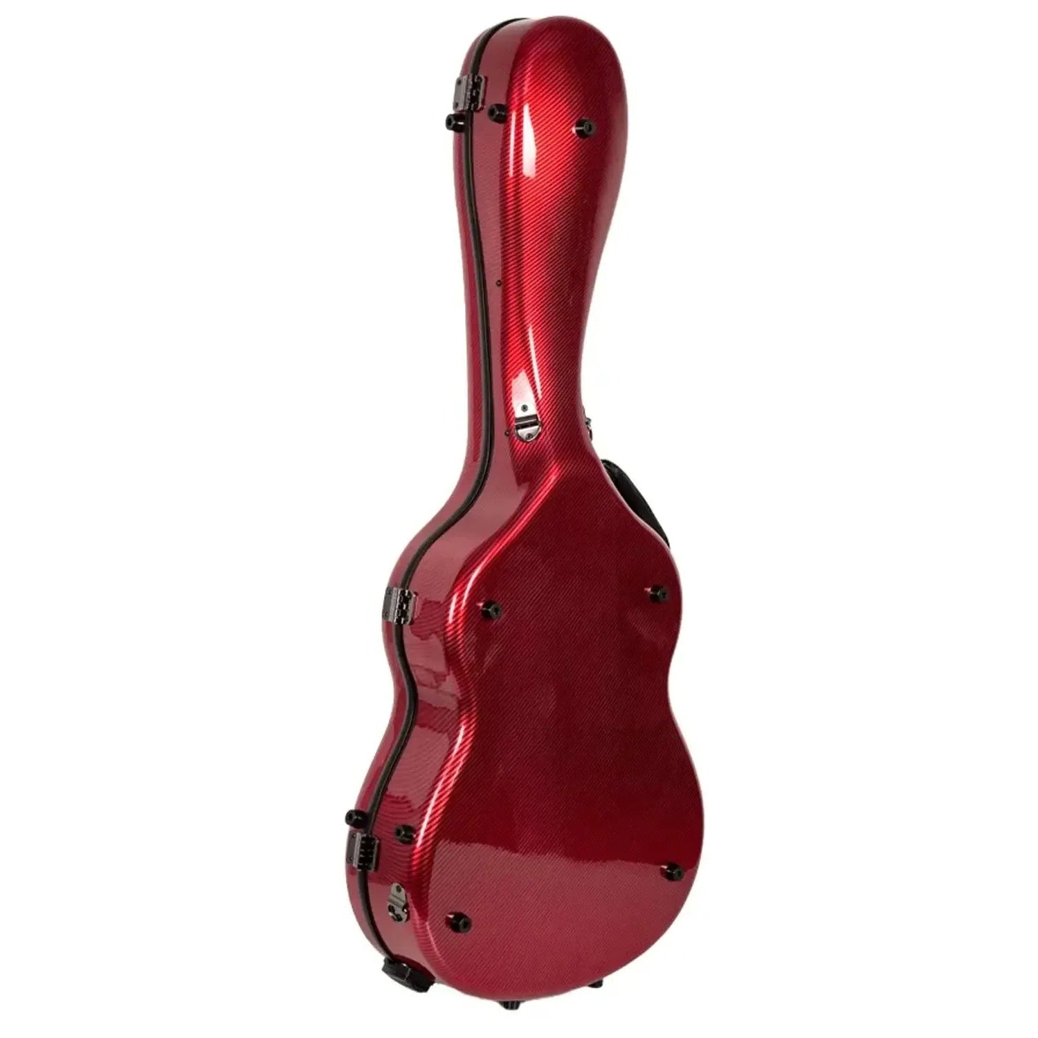 Crossrock CRF5030C ultra-light red fiberglass flamenco classical guitar case with black latches.