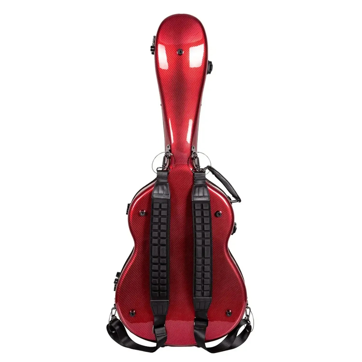 Crossrock CRF5030C ultra-light red fiberglass classical guitar case with backpack straps.