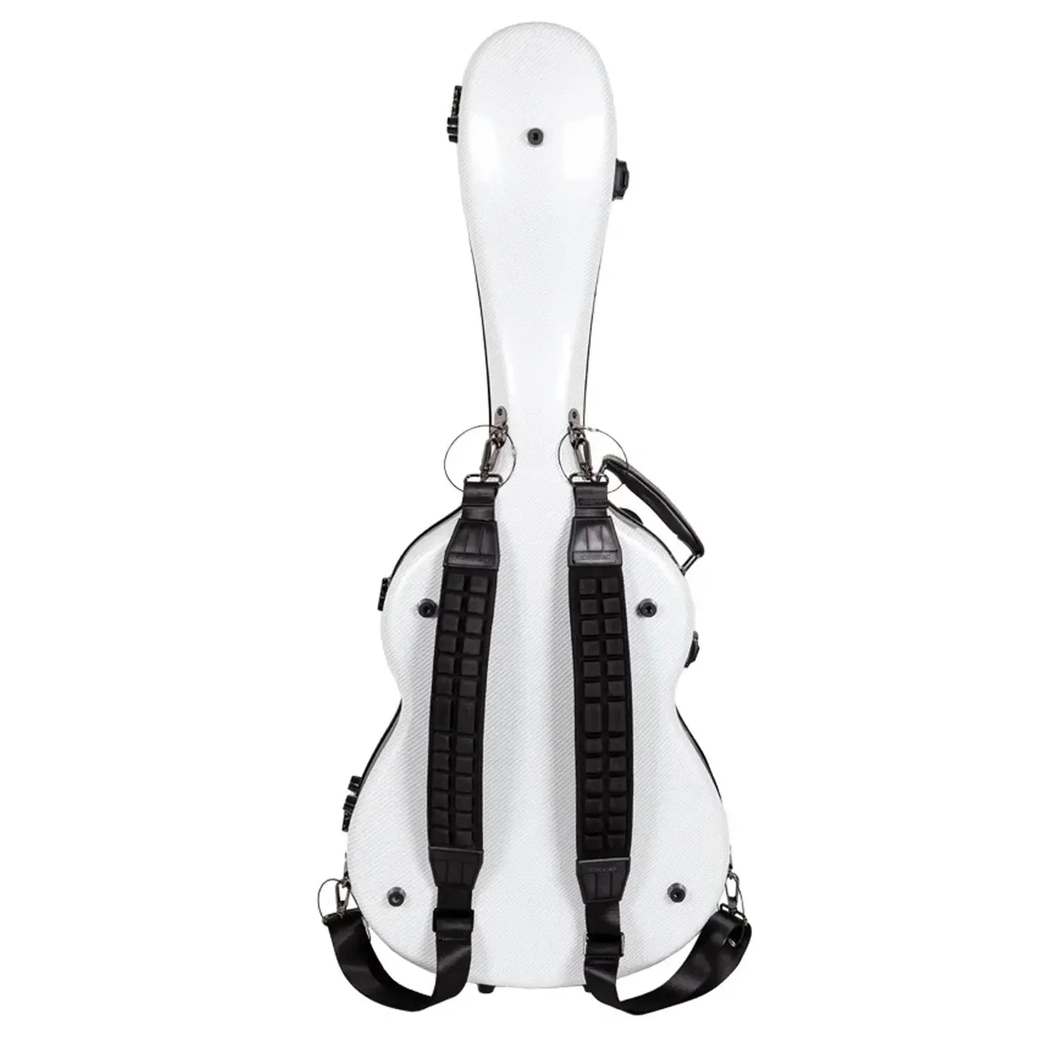 Crossrock CRF5030C white ultra-light fiberglass classical guitar case with black straps.