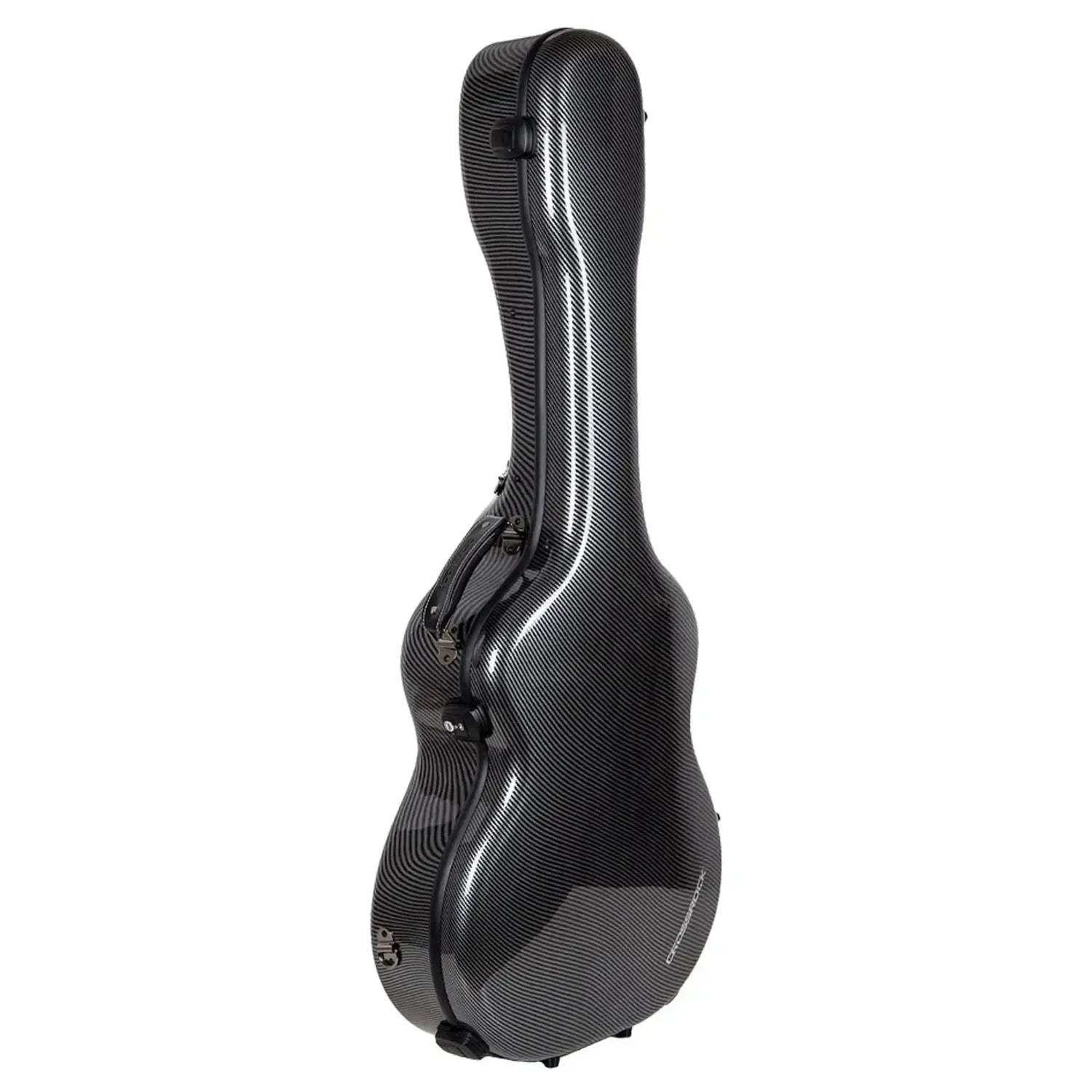 Crossrock CRF5030OM black ultra-light fiberglass OM/000 acoustic guitar case with TSA locks.