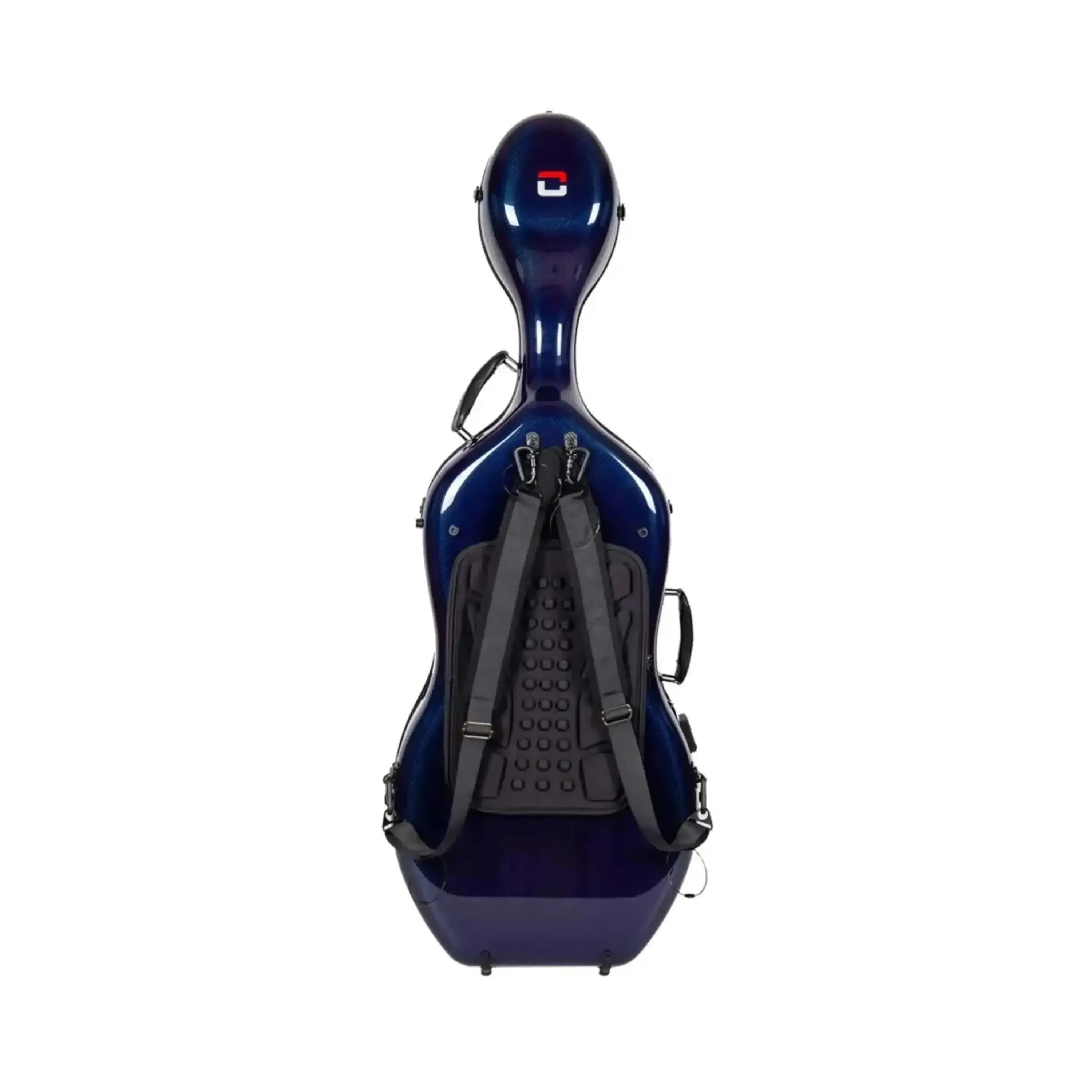 Crossrock CRF6000CEFBL Air Carbon 4/4 Cello Case in glossy blue, with backpack straps.