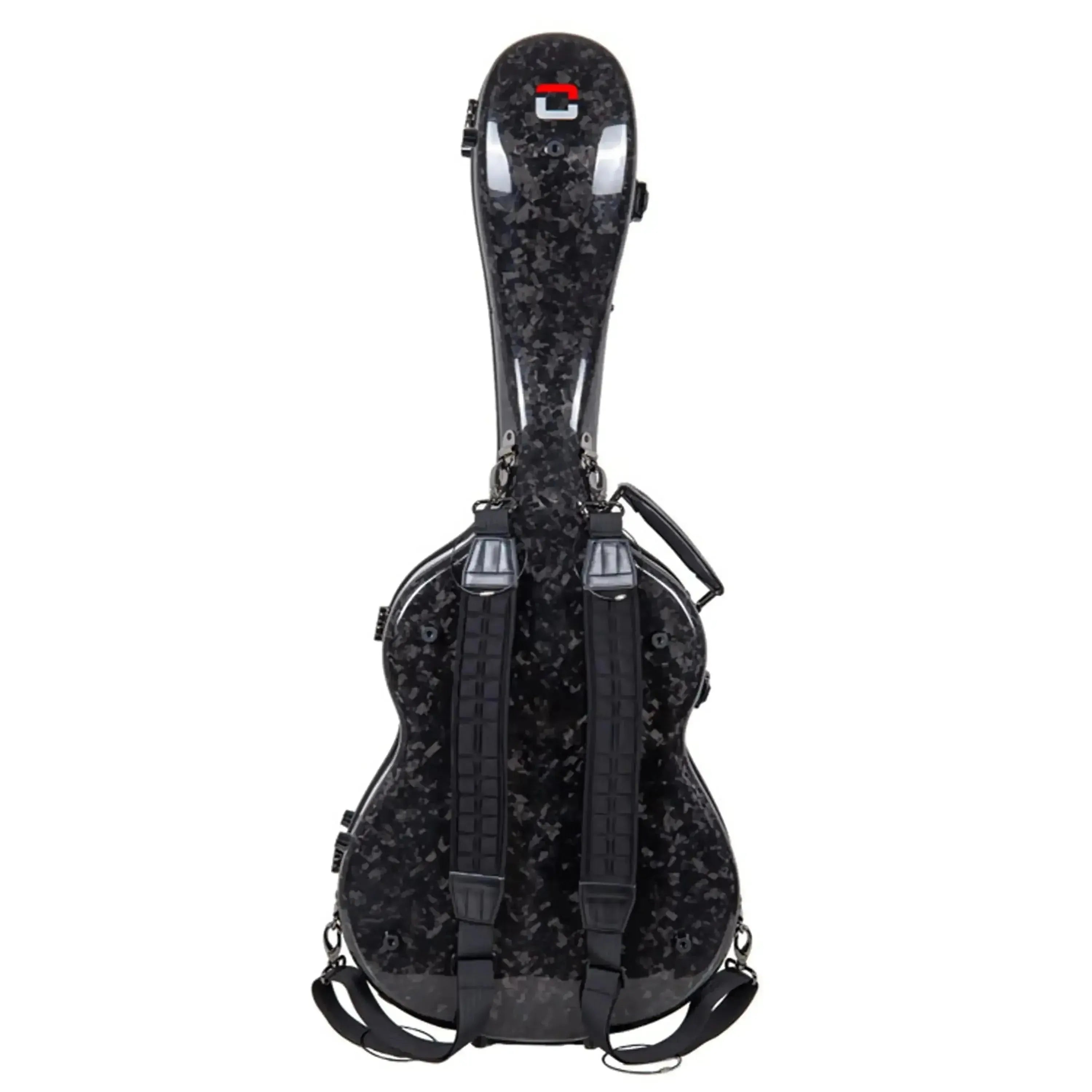 Crossrock Air Carbon 4/4 Classical Guitar Case in black marble with backpack straps.