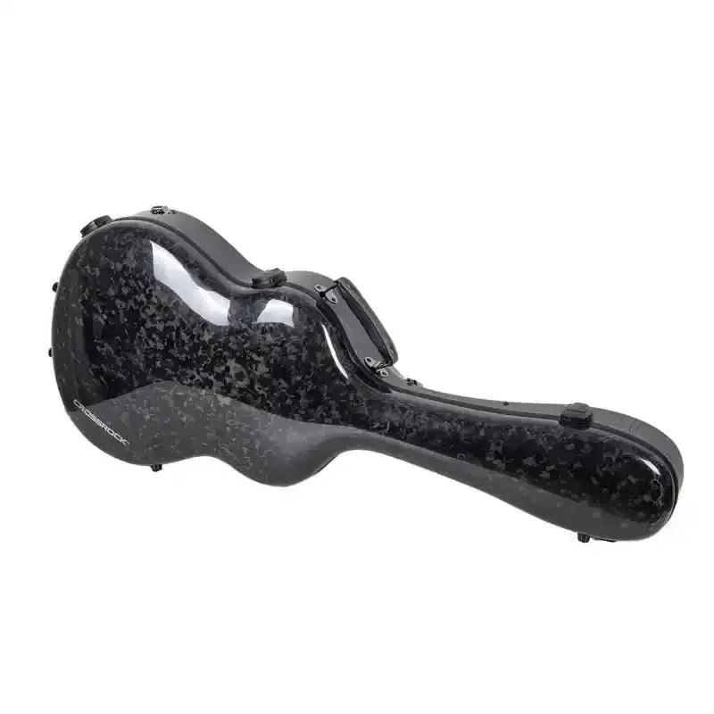 Crossrock Air Carbon 4/4 Classical Guitar Case in black marble finish with handle and latches.
