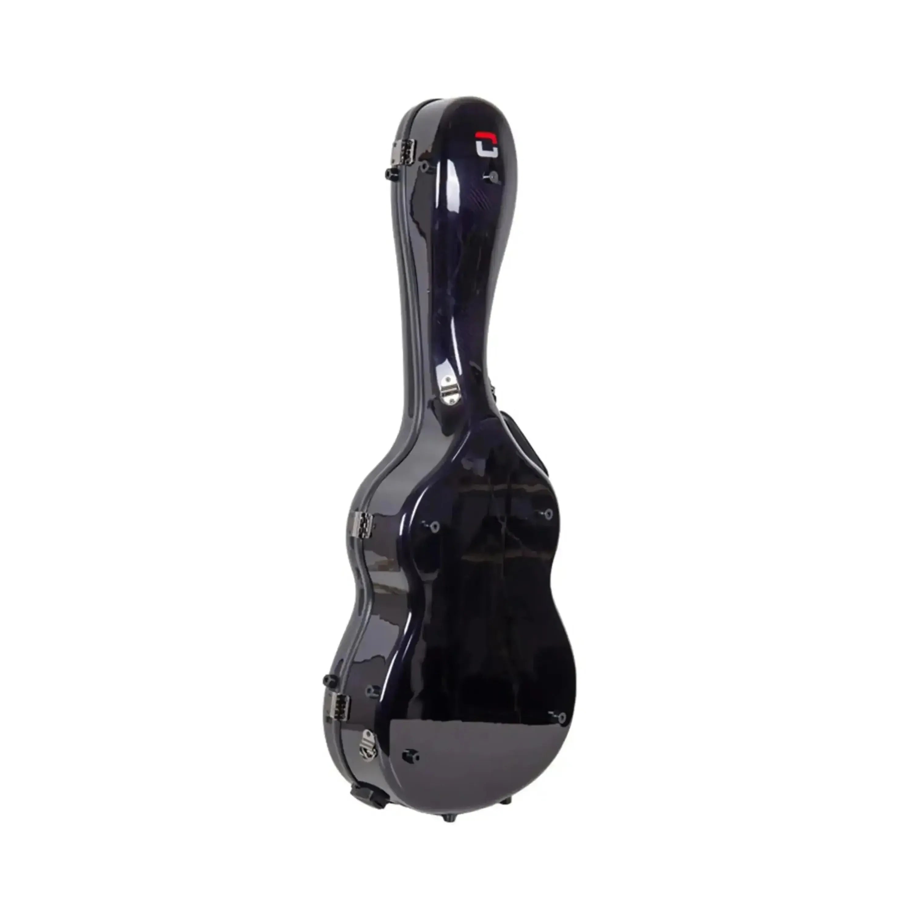 Crossrock CRF6030CPU Air Carbon 4/4 classical guitar case in glossy purple, standing upright.