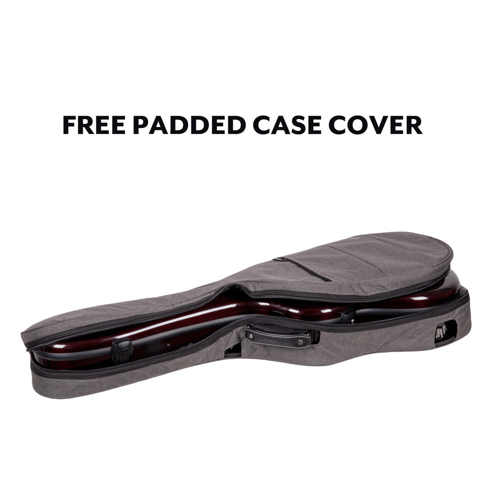 Crossrock CRF6030CRD red Air Carbon case partly inside its grey padded case cover.