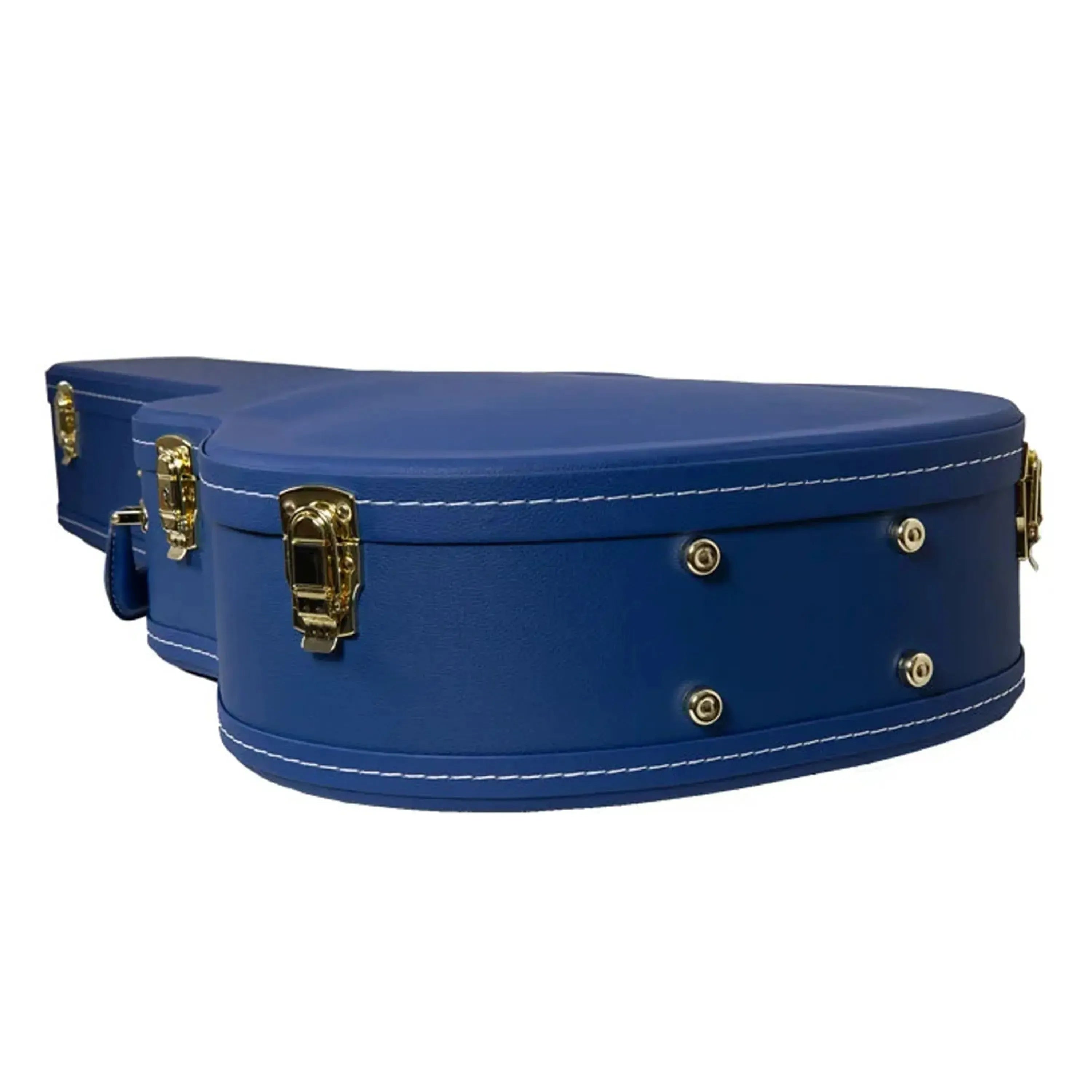 Crossrock CRW520D Designer Series vibrant-blue jumbo dreadnought guitar case with gold latches.
