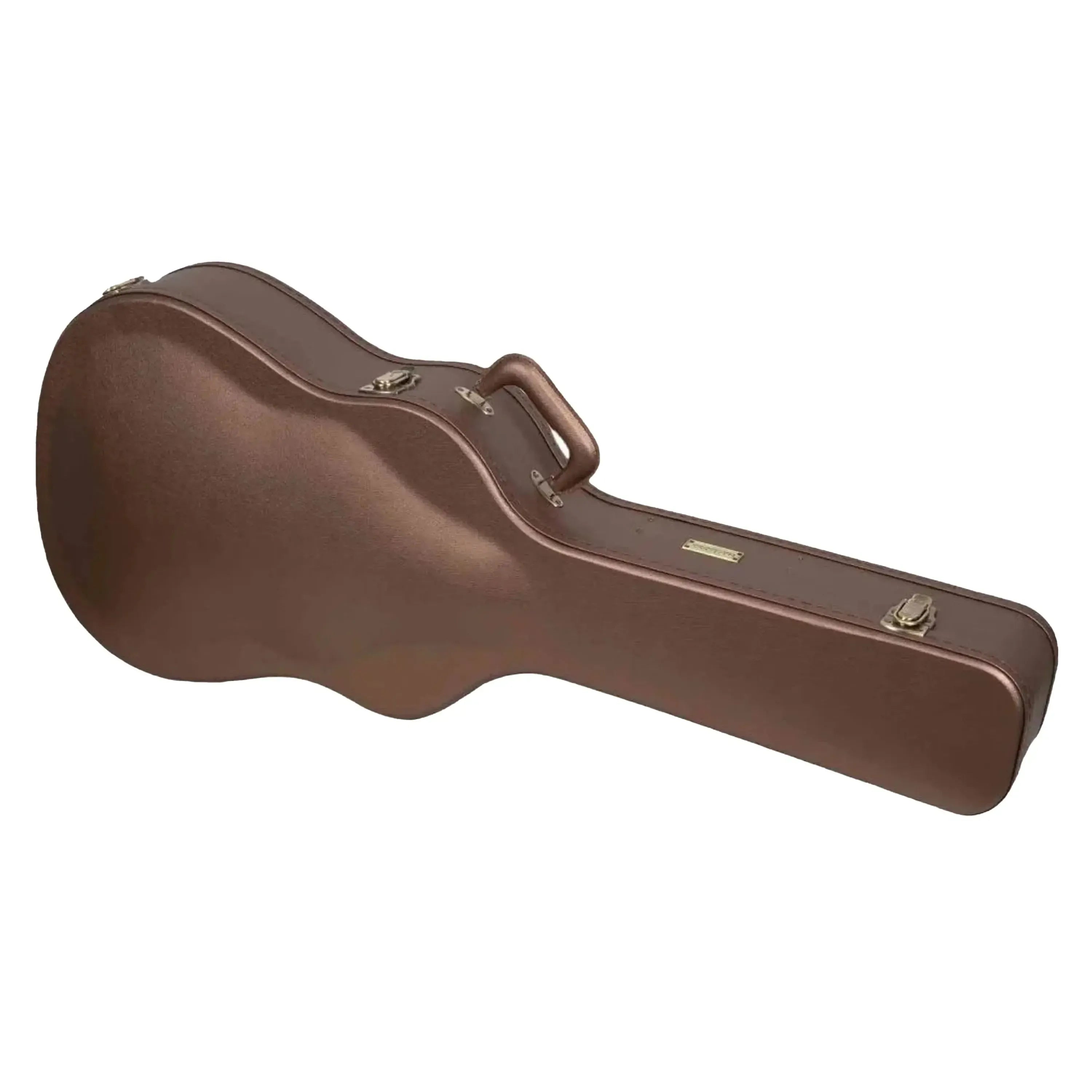 Crossrock Designer Series Dreadnought Guitar Case in chocolate-brown with an arched top and gold latches.