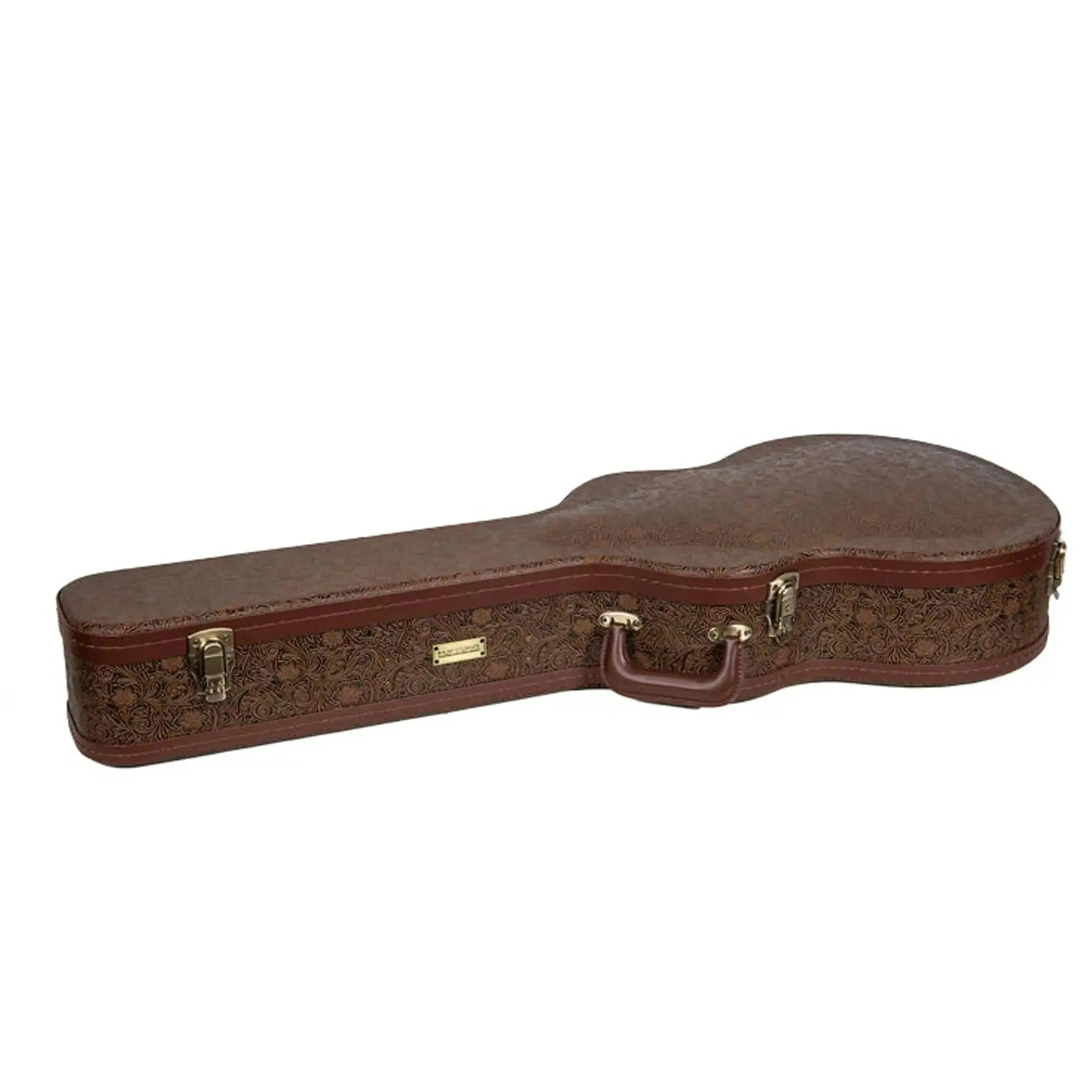 Crossrock CRW530OM 000 style guitar case in blossom brown with a patterned PVC exterior.