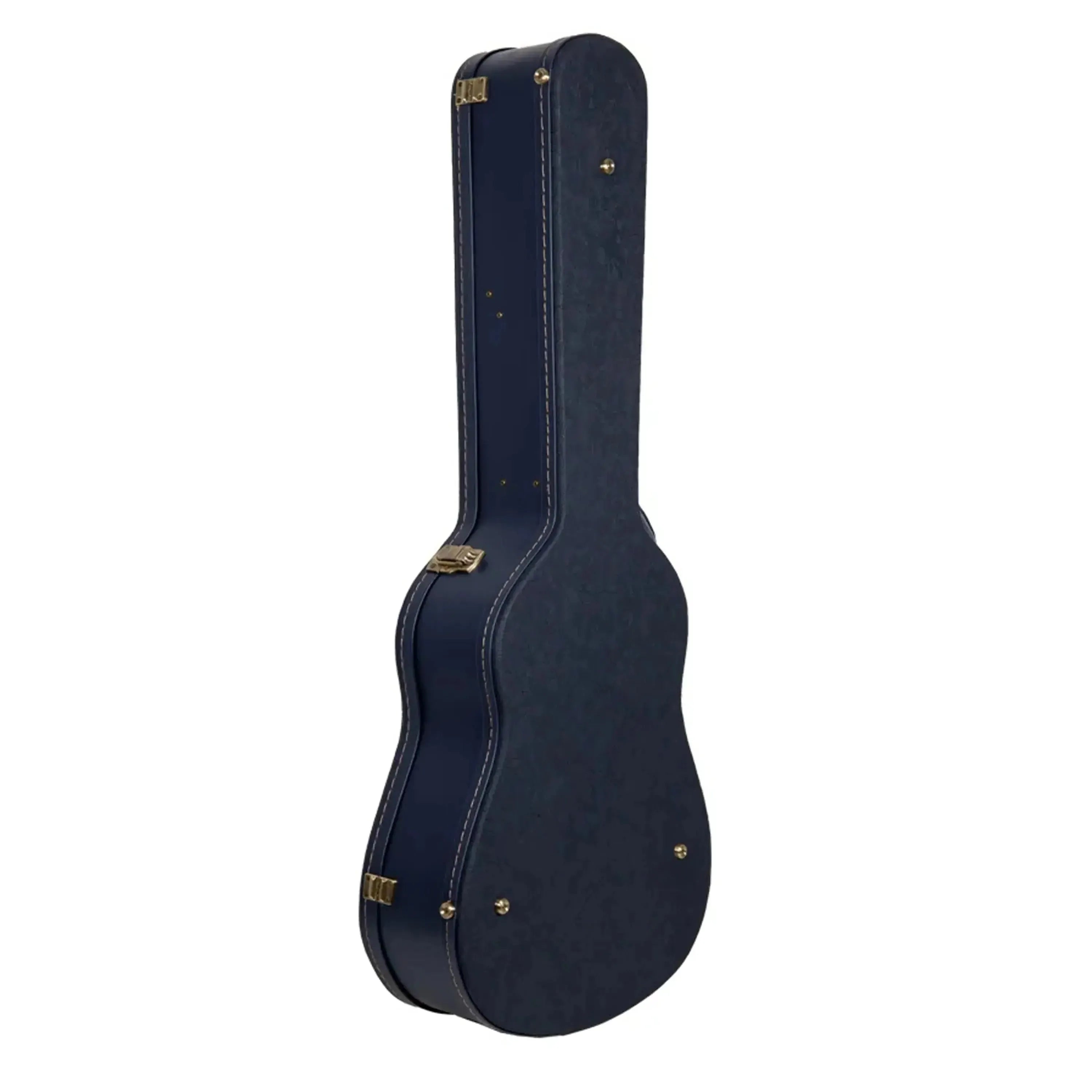 Crossrock CRW630C Ocean-Blue wooden classical guitar case with gold hardware and white stitching.