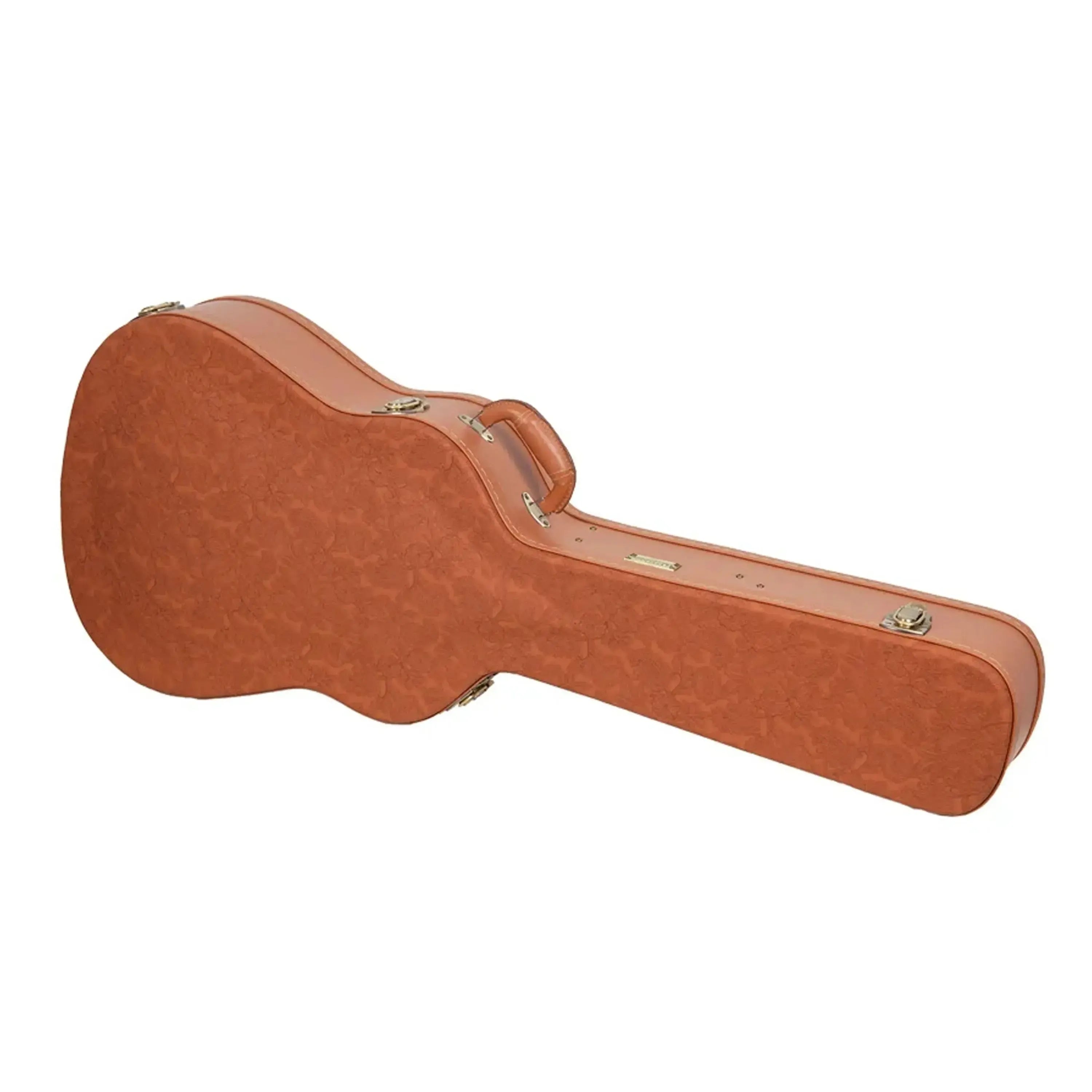 Crossrock CRW630C red-wood classical guitar case with carved faux leather exterior and vintage styling.