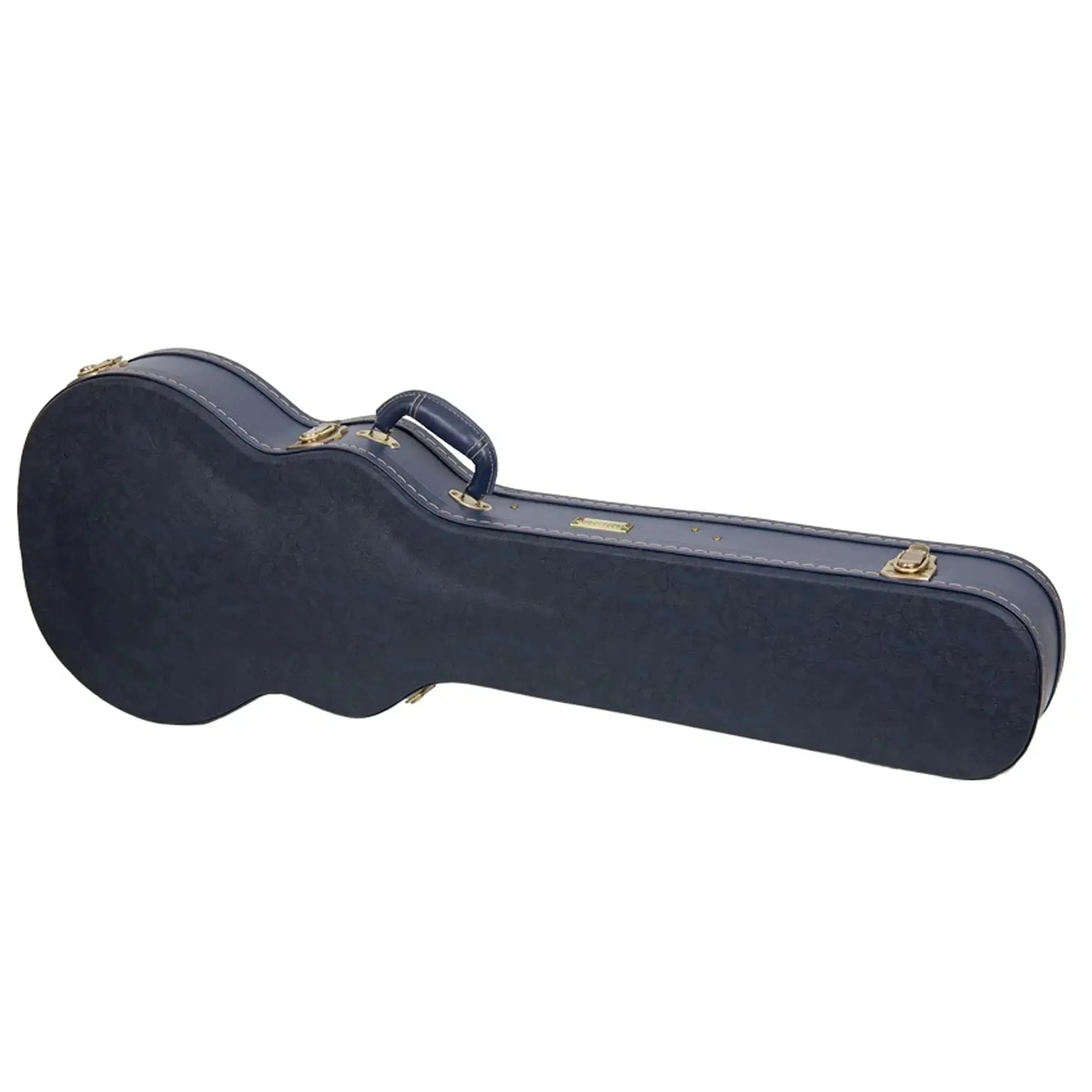 Crossrock CRW630L Les Paul electric guitar case in ocean-blue faux leather with gold hardware.