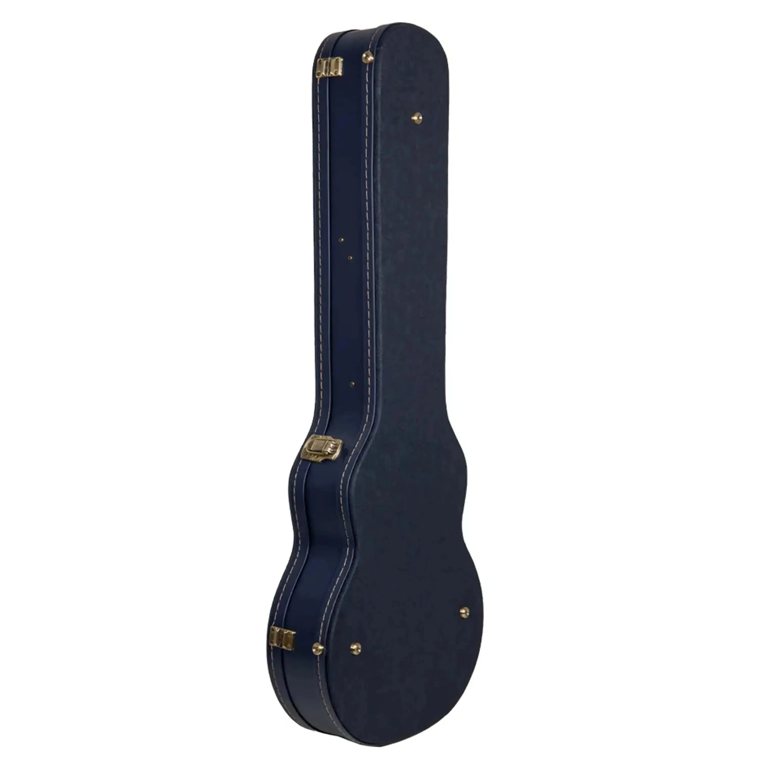 Crossrock CRW630L Les Paul electric guitar case in ocean-blue faux leather with gold hardware.