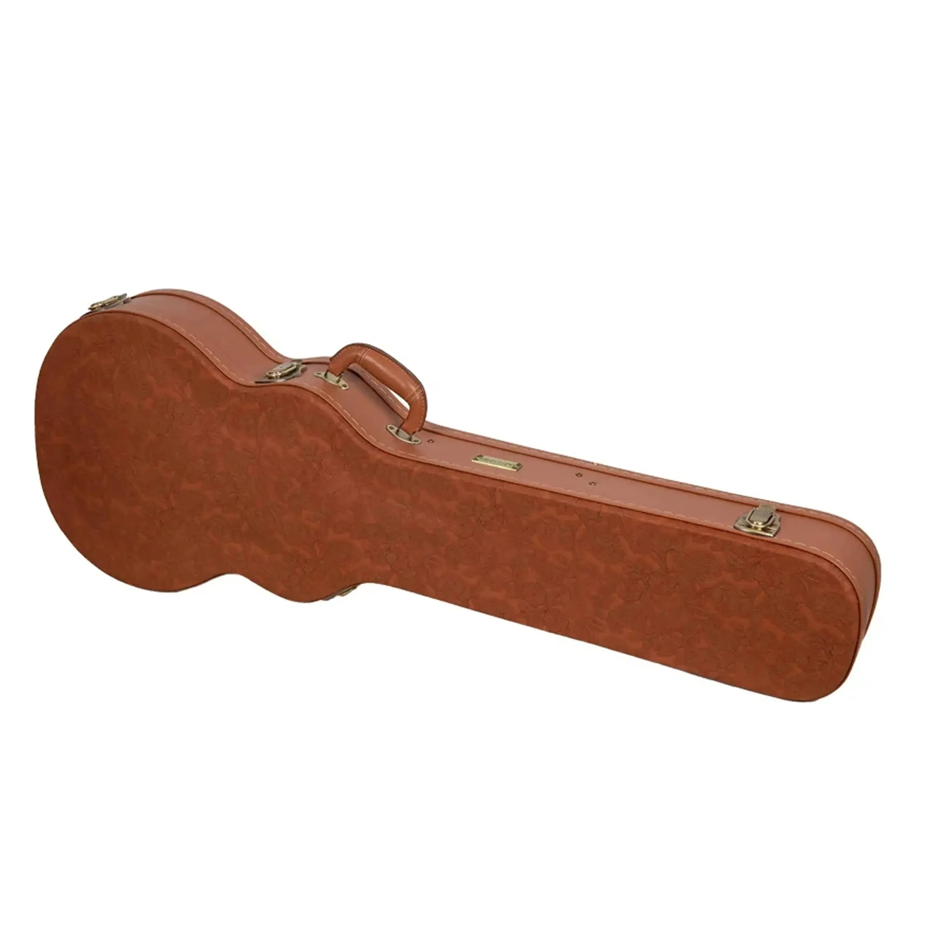 Crossrock CRW630L Les Paul electric guitar case in red-wood with carved faux leather exterior.
