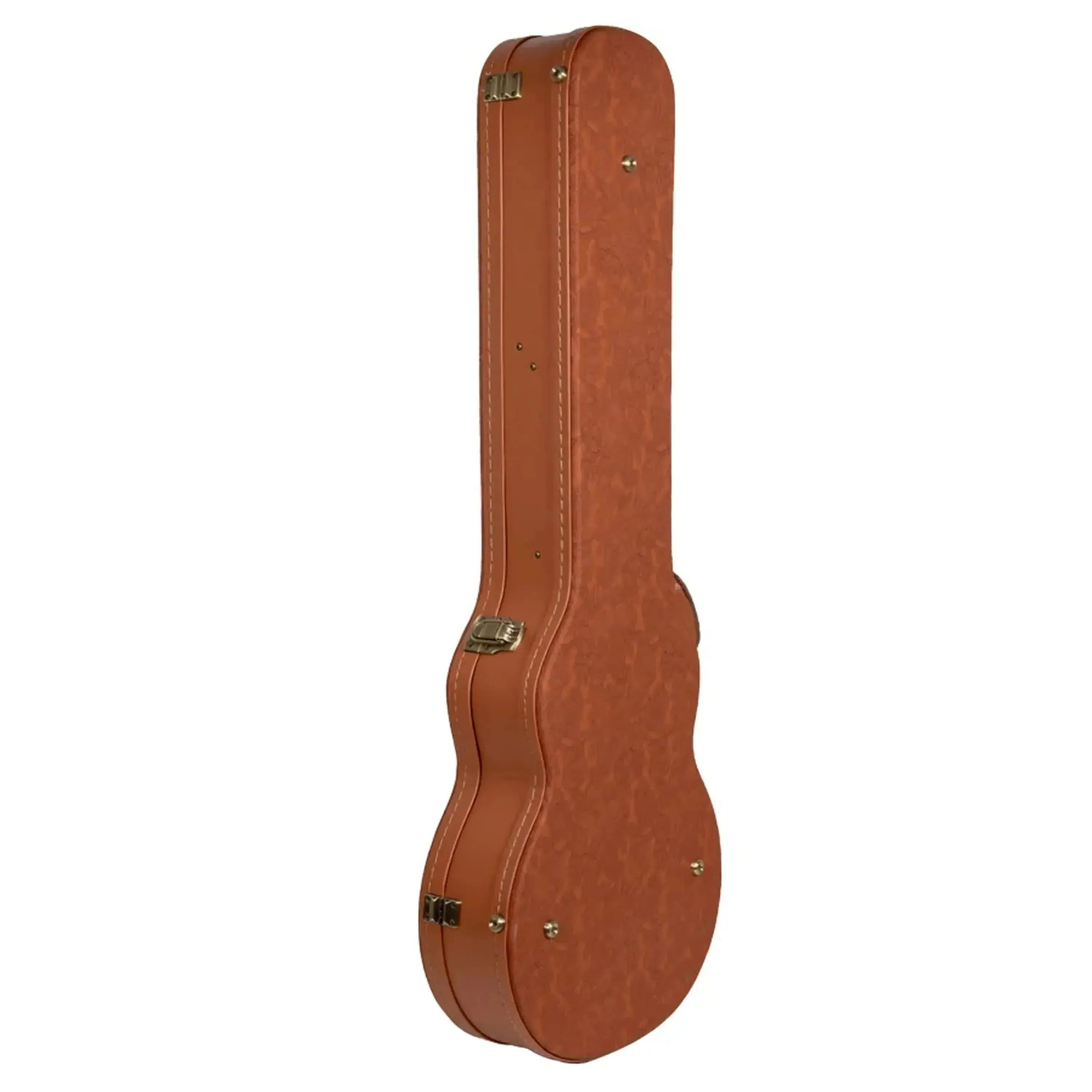 Crossrock CRW630L Les Paul electric guitar case in red-wood, featuring a carved faux leather exterior.