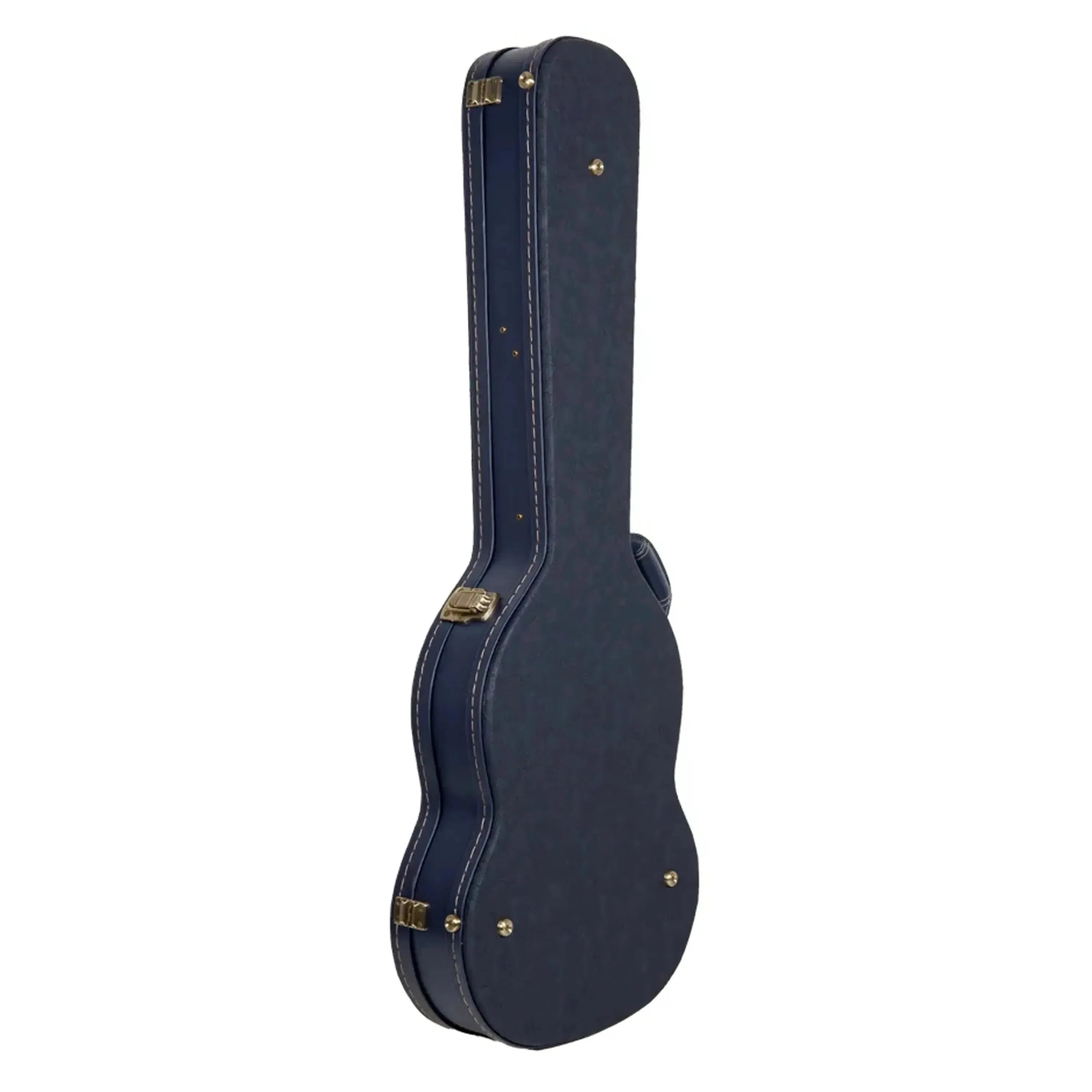 Crossrock CRW630SG SG electric guitar case in ocean-blue, featuring gold latches and white stitching.