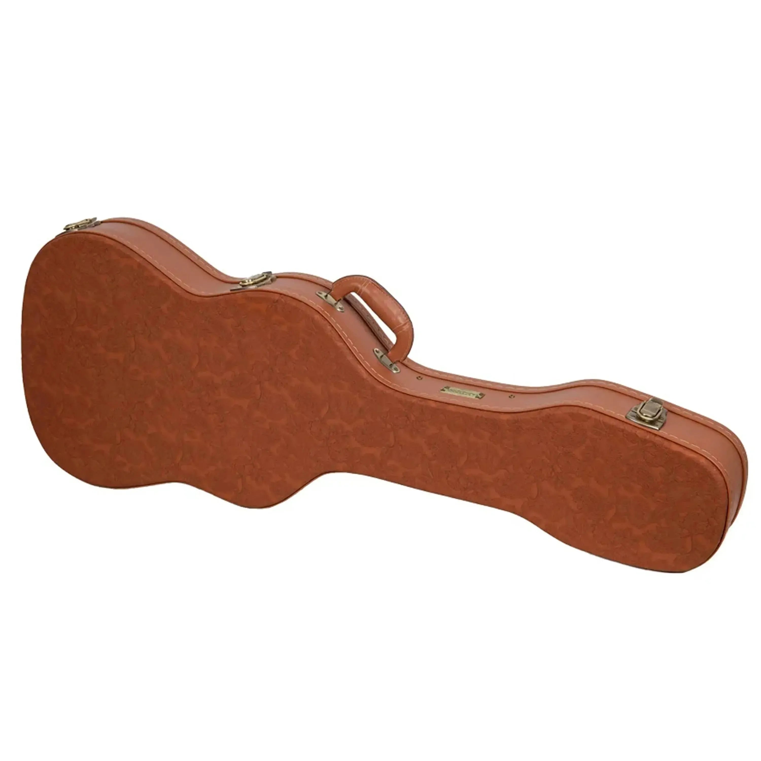Crossrock CRW630ST electric guitar case in red-wood with carved faux leather exterior.