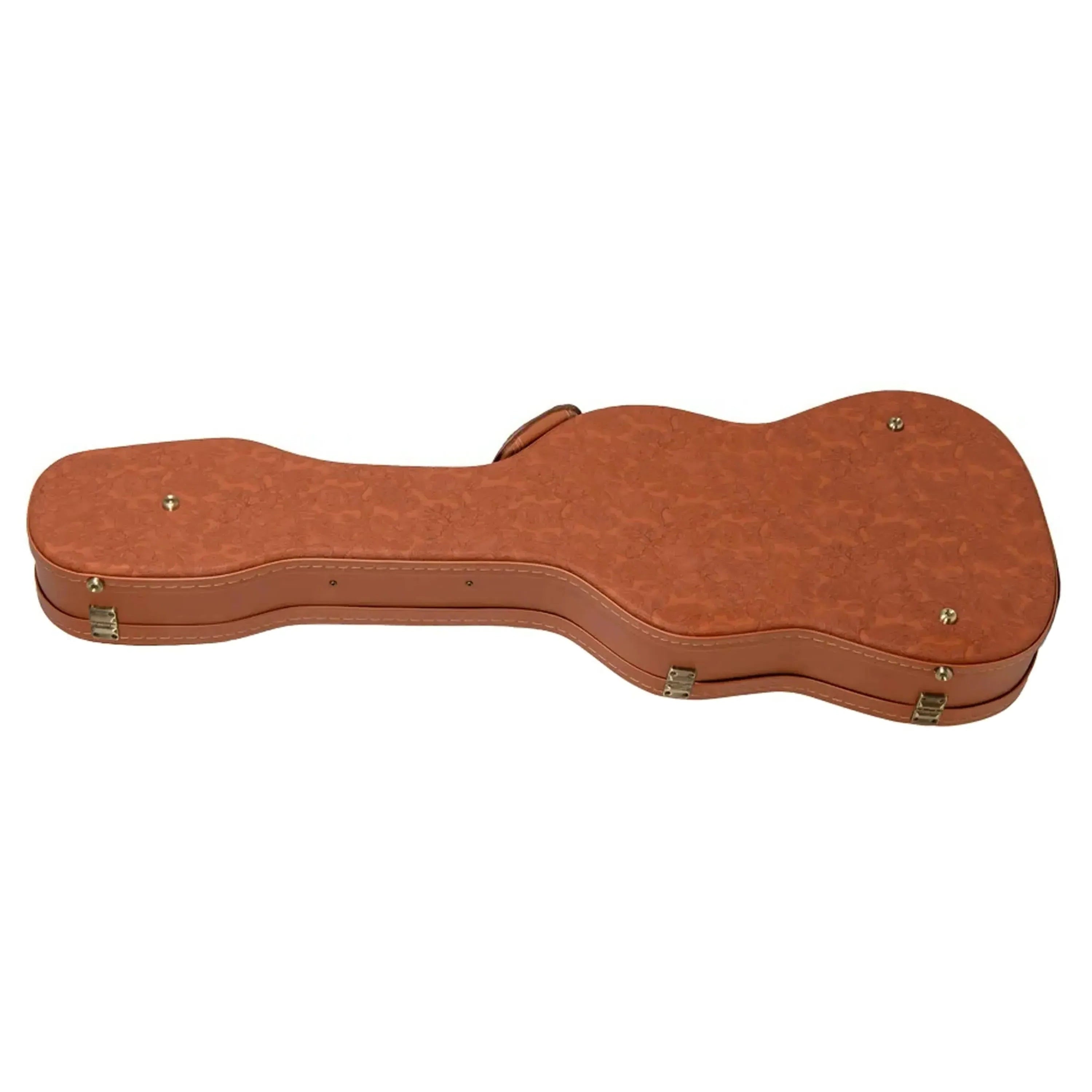 Crossrock CRW630ST electric guitar case, red-wood carved faux leather exterior, vintage style.