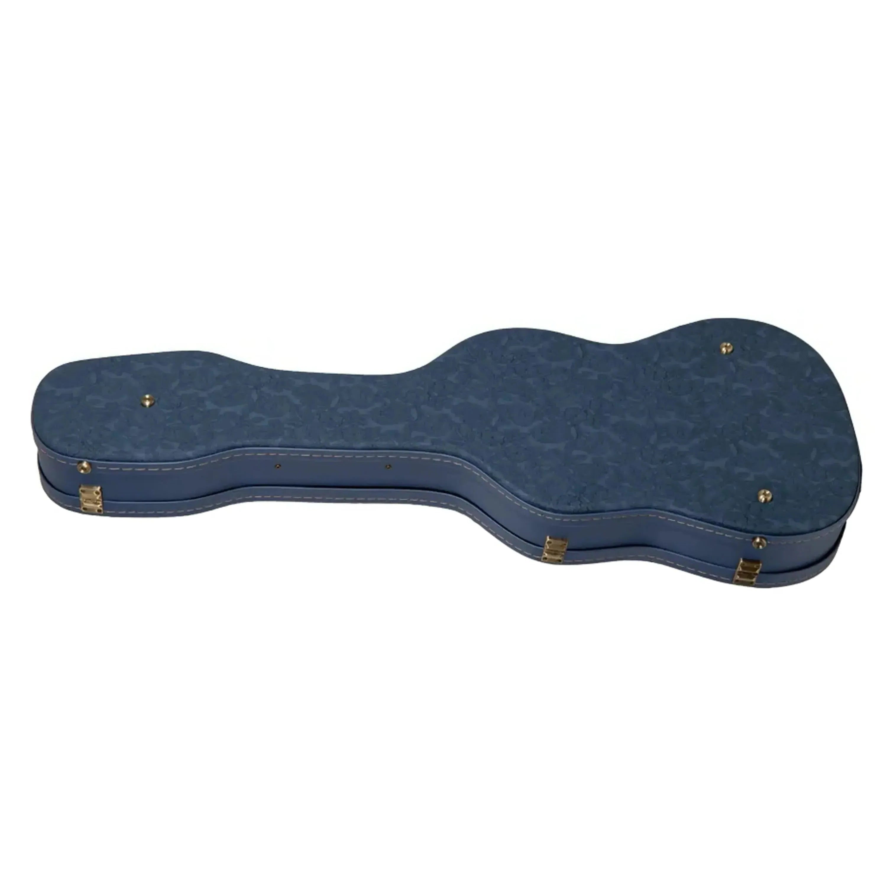 Crossrock CRW630ST smoke-blue wood solid body electric guitar case with vintage faux leather exterior.