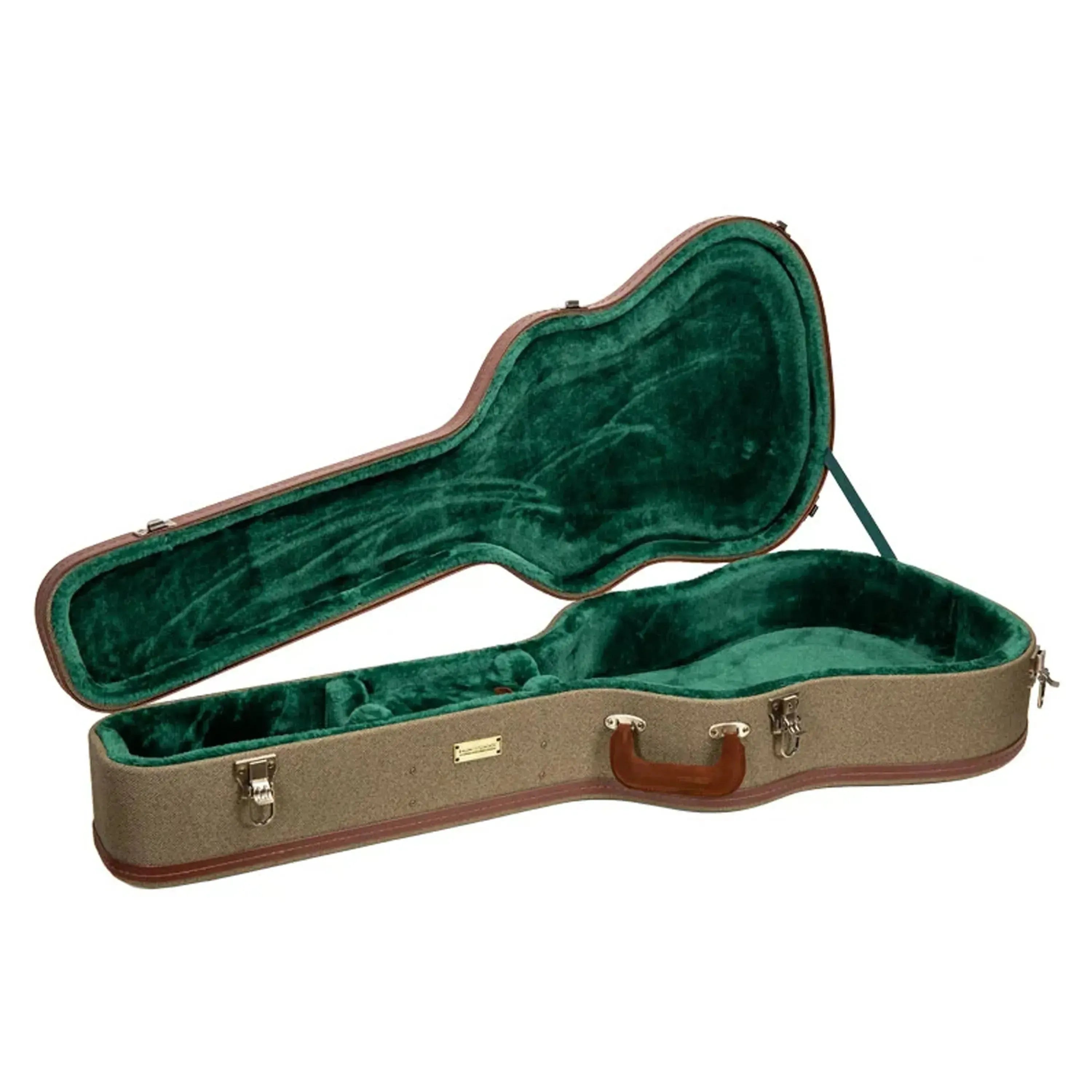 Crossrock CRW720D Jumbo Dreadnought guitar case, olive-green canvas exterior, brown trim, plush green interior.