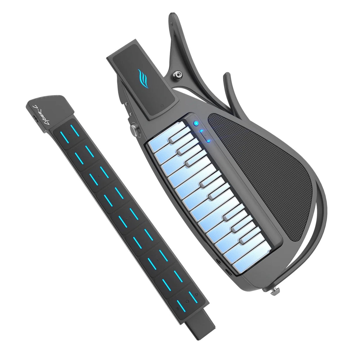Enya Cyber-G Keyboard Model in Black with the light-up neck detached from the keyboard body for travel