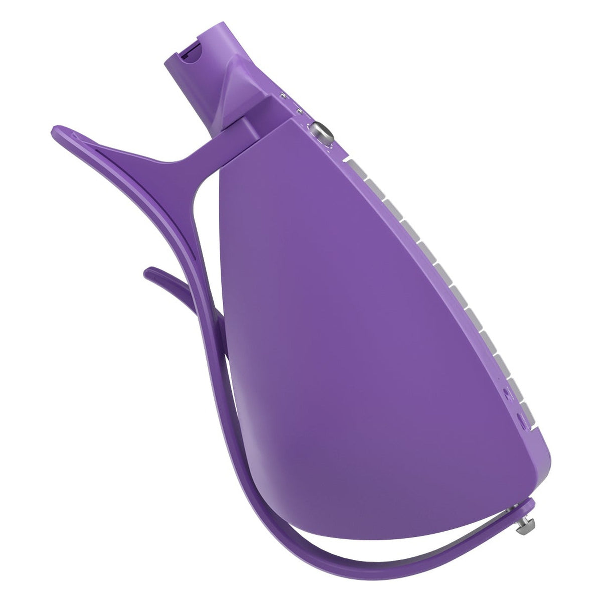 Back of the Enya Cyber-G Keyboard Model smart guitar body in Purple, showing the curved shell and stand arm
