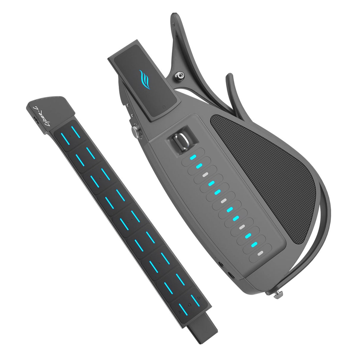 Enya Cyber-G Pick Model in Black with the light-up neck detached from the body for travel