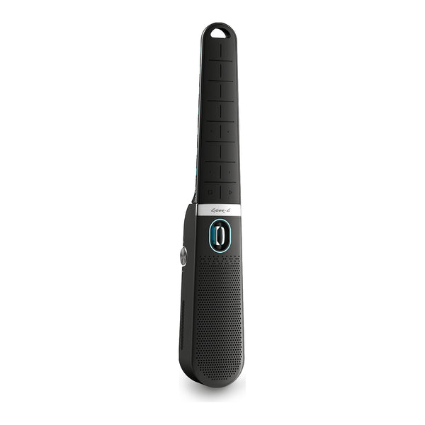 Enya Cyber-G Pocket smart guitar in Black unfolded, front view with the light-up chord pads and pick