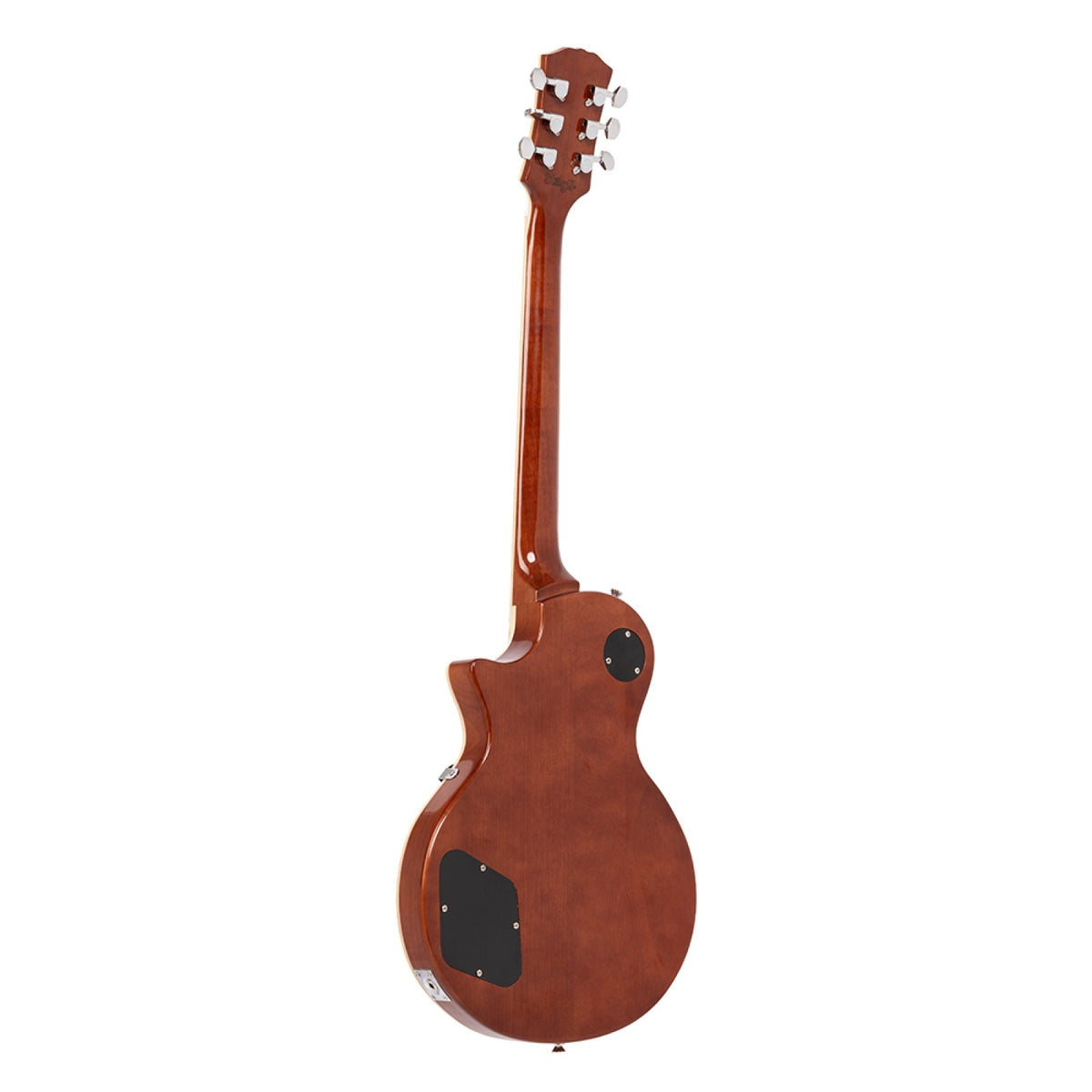 Back of the Stagg SEL-STD Shoreline blue electric guitar showing the mahogany back and neck