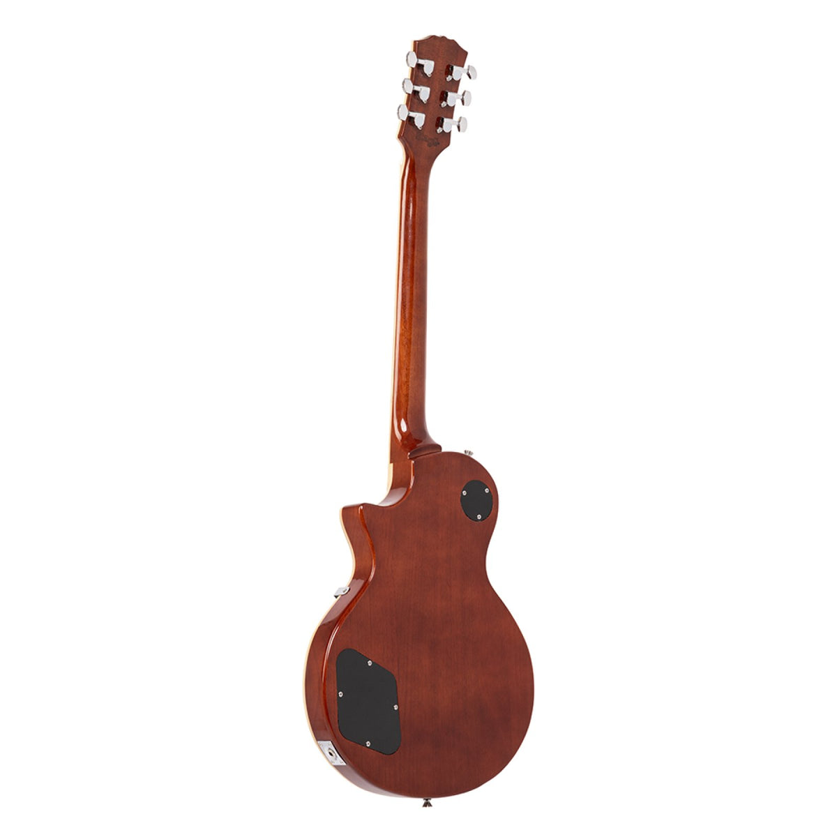 Back of the Stagg SEL-STD silver top electric guitar showing the mahogany back and neck