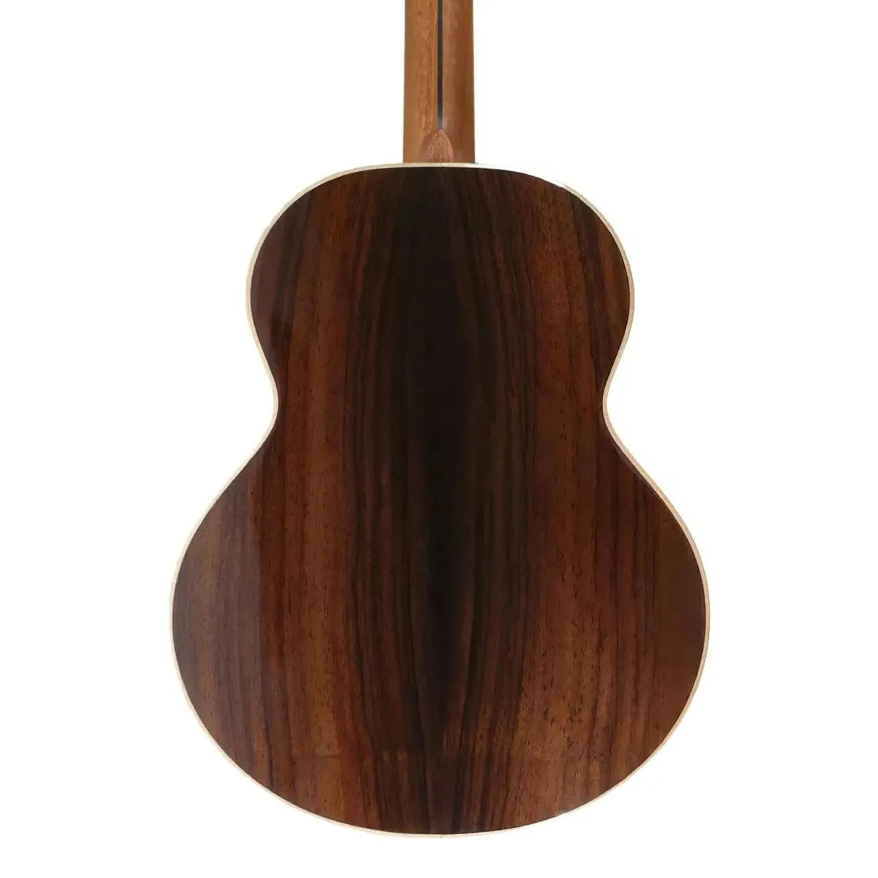 Flight 4SB Sammy Turton Baritone Ukulele back, showing dark rosewood grain and light binding.
