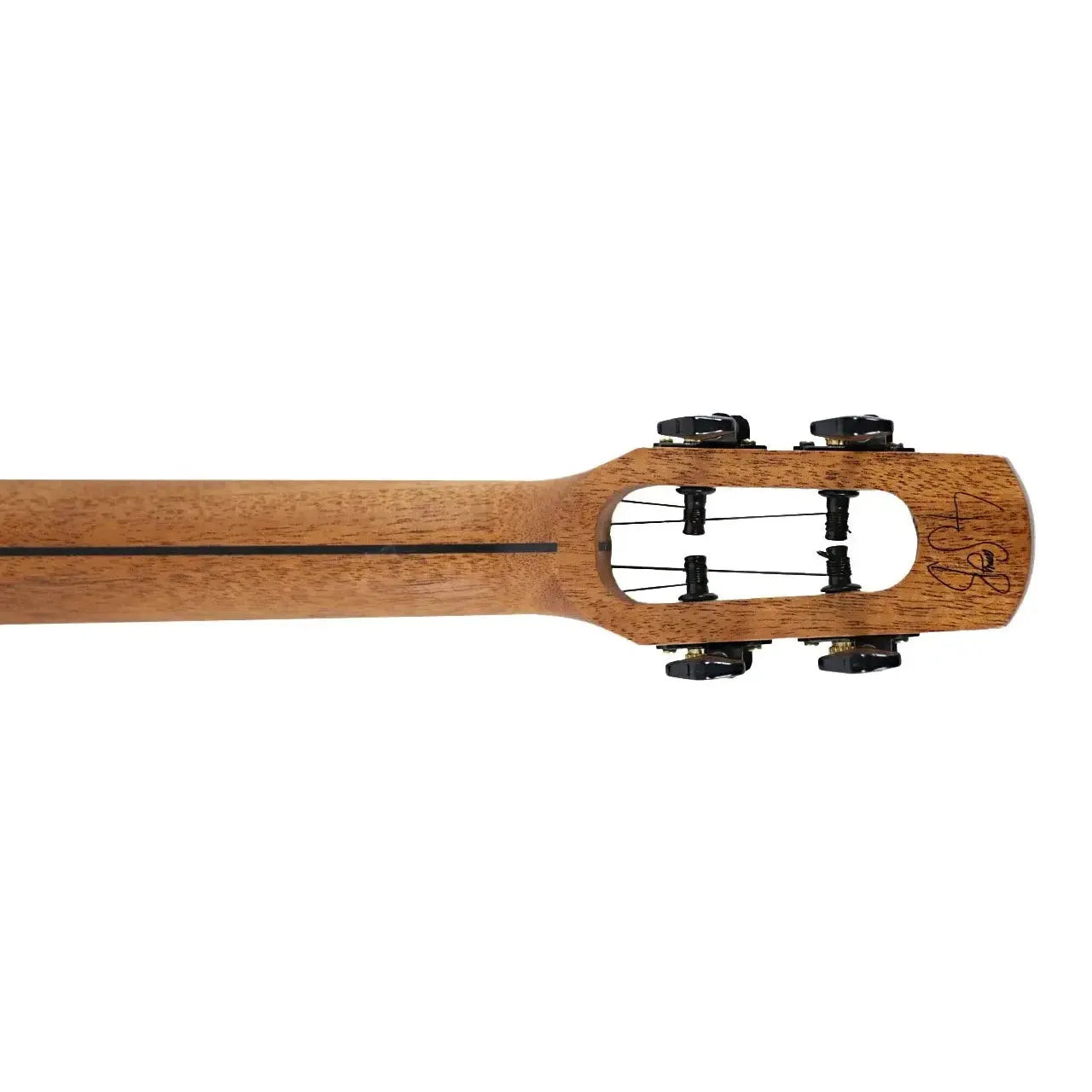 Flight 4SB Sammy Turton Signature Tenor Ukulele headstock and neck, natural wood finish.