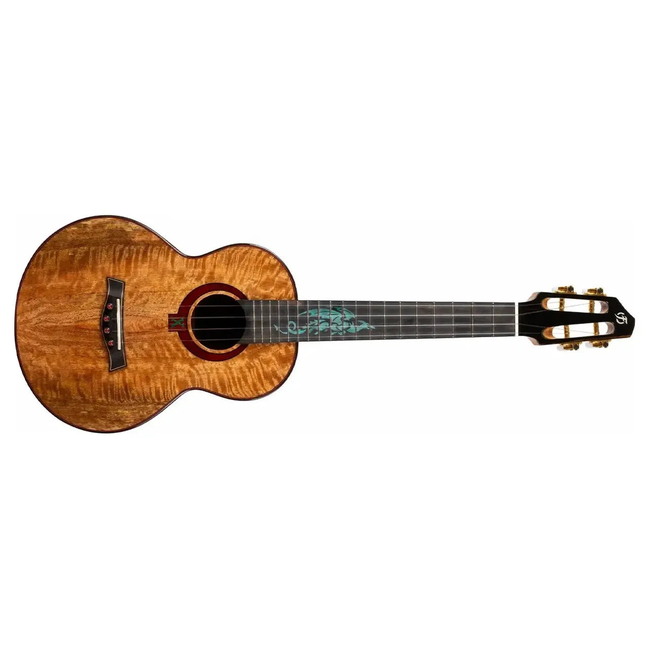 Flight A10 MM Mango Dragon 10th Anniversary Tenor Ukulele with solid mango wood and dragon inlay.