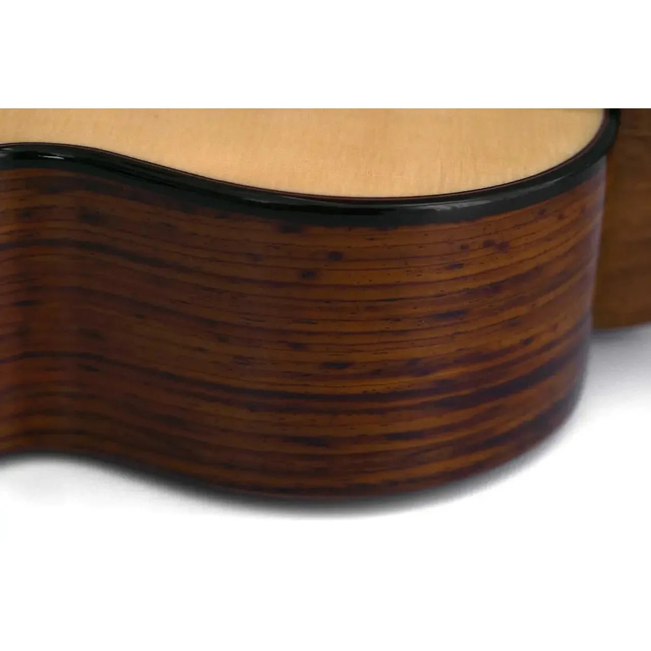 Flight A10 SC Tenor Ukulele's cocobolo wood back and sides with light spruce top.