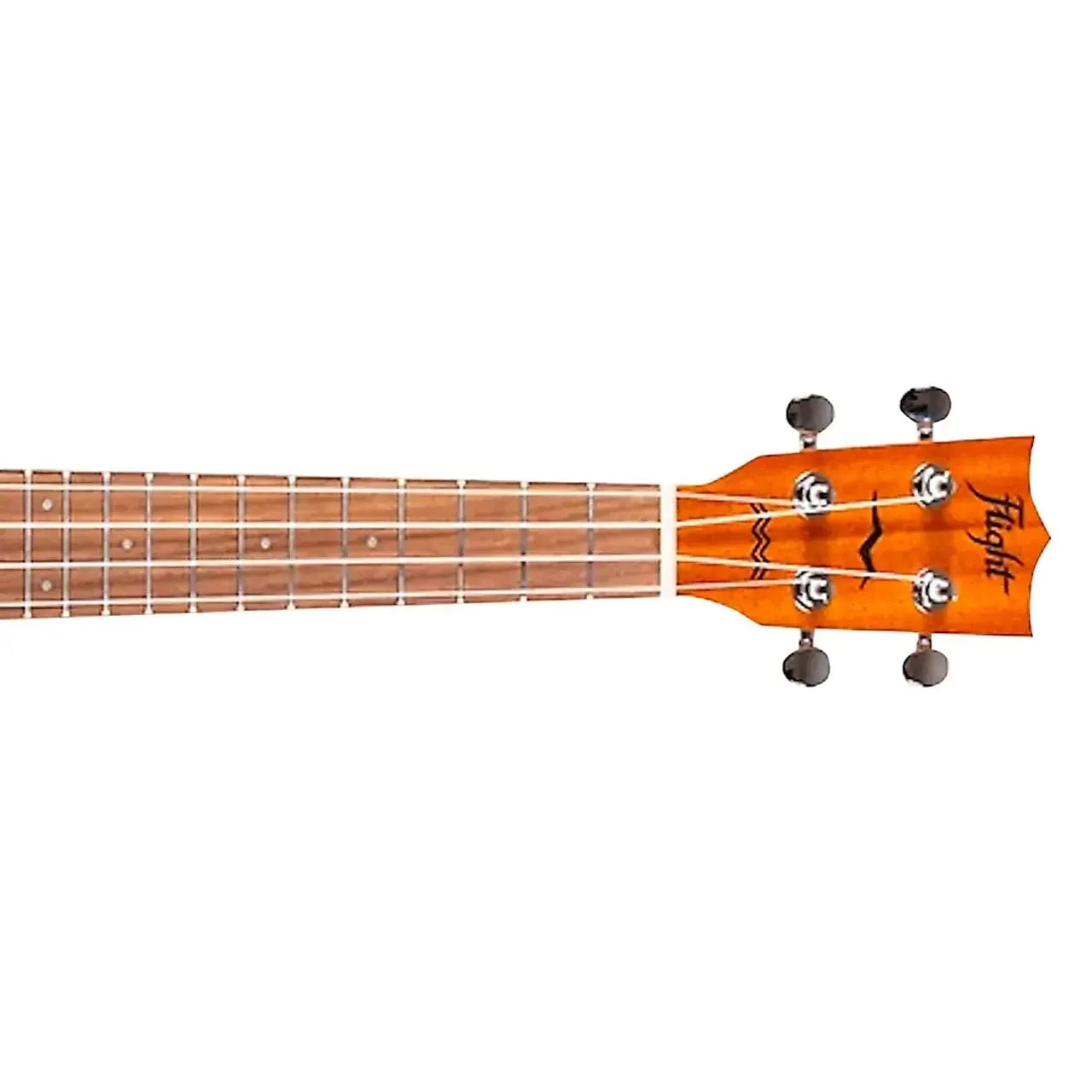 Flight AUC-33 Cupcake Concert Ukulele headstock and fretboard, natural wood finish.