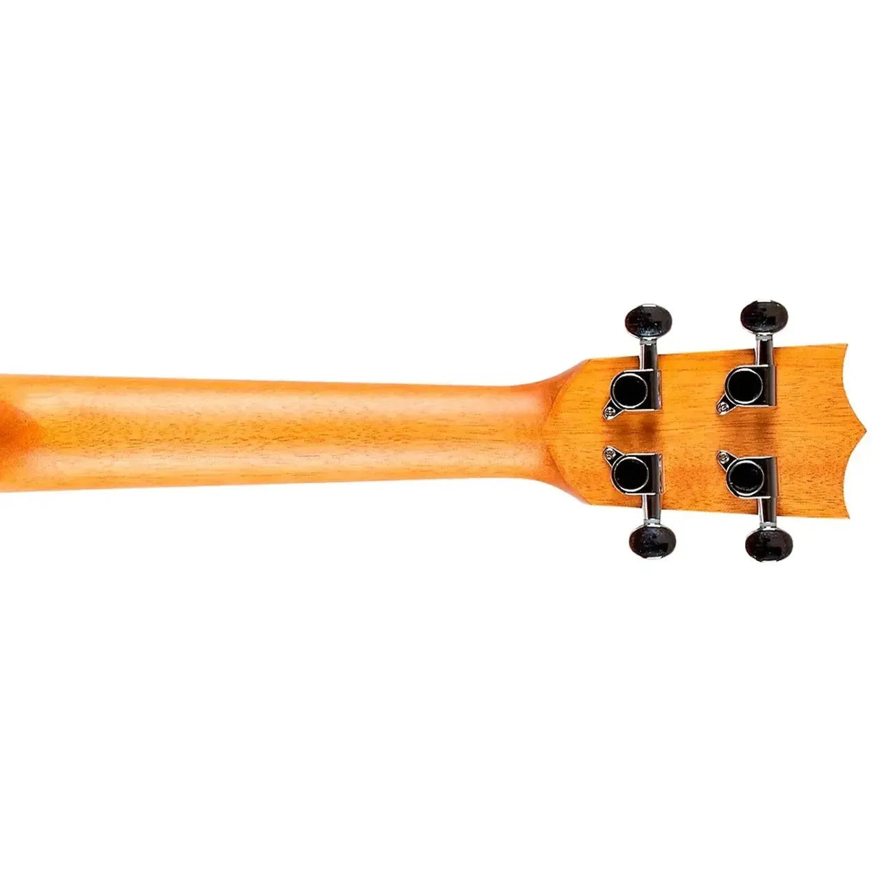 Back of Flight AUC-33 Jungle Concert Ukulele neck and headstock with four black tuners.