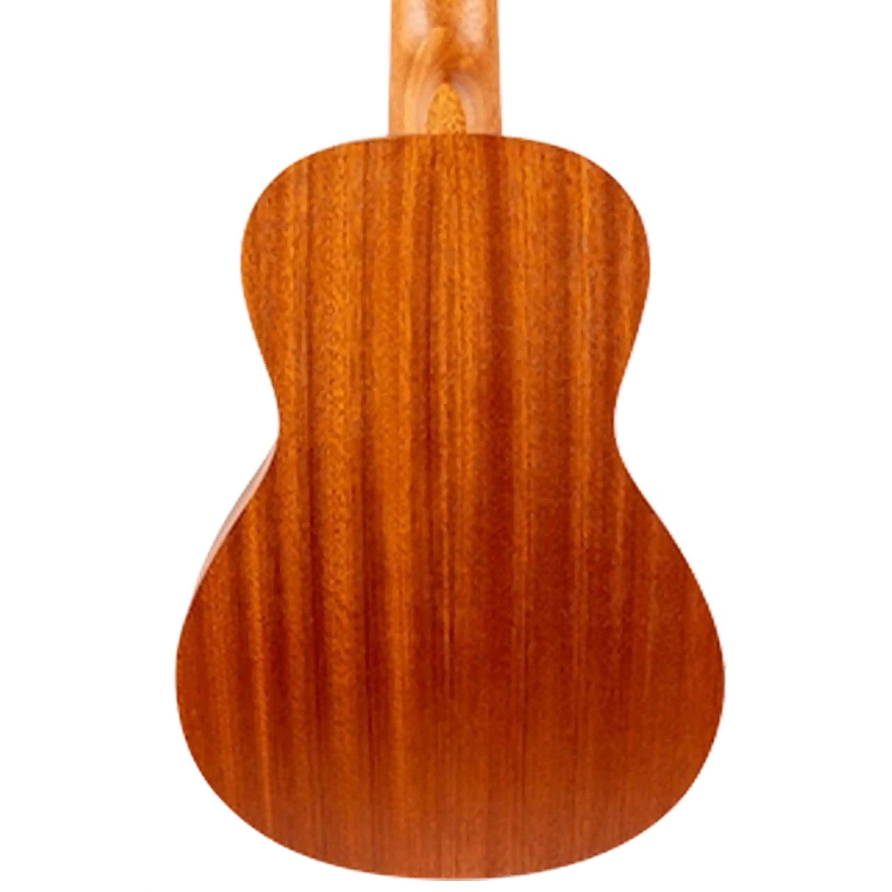 Back of a Flight AUC-33 Mansion Concert Ukulele, showing its reddish-brown wood grain.
