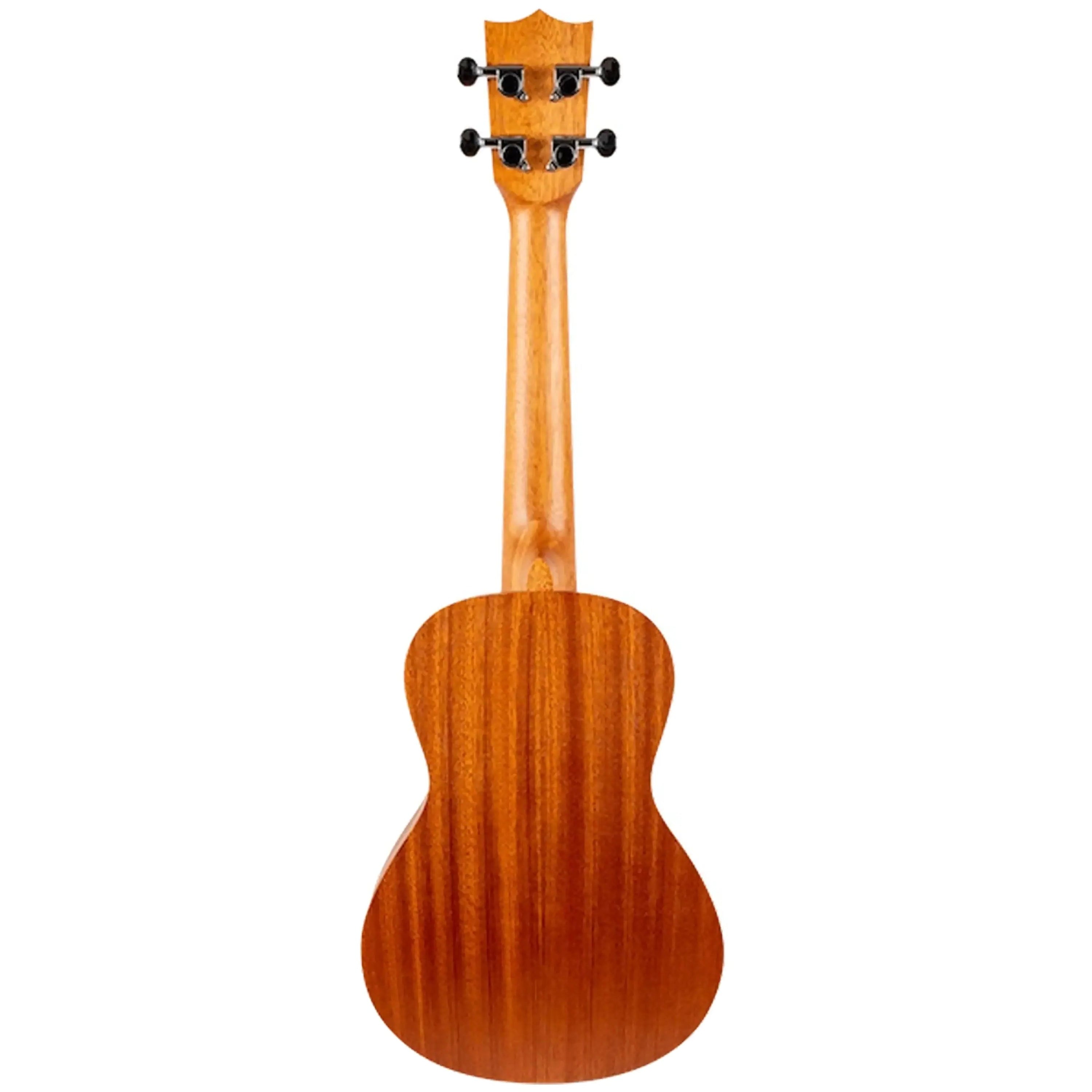 Back of a Flight AUC-33 Mansion Concert Ukulele, showing its warm brown wood grain and headstock.